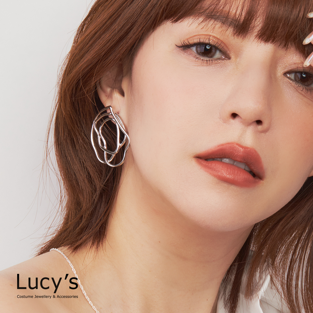 塗鴉線條 耳環 (二色) (100663/100664)