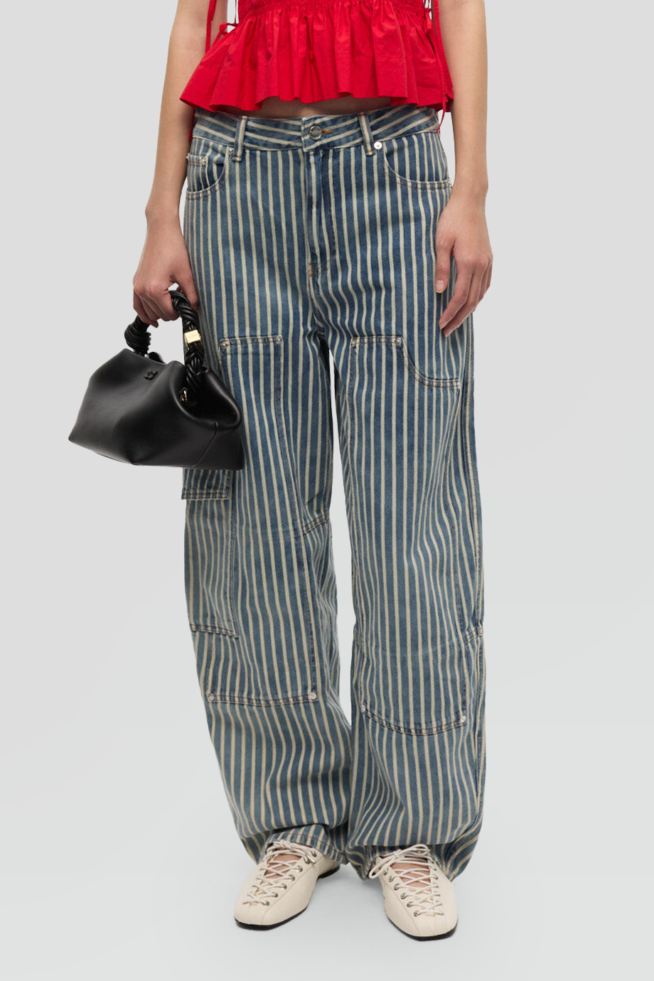 GANNI｜STRIPE 直條紋牛仔工裝寬褲