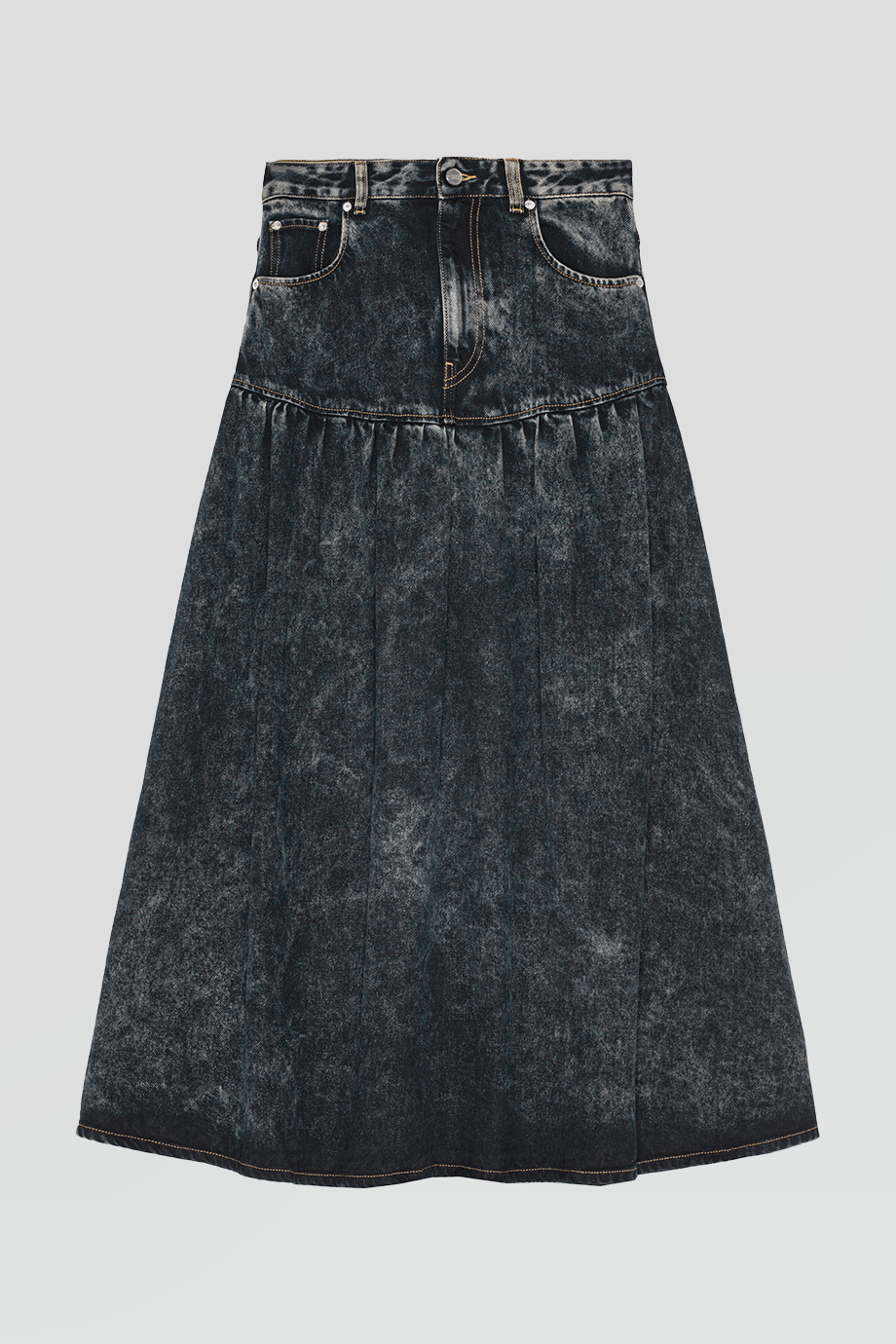 GANNI｜DENIM 套染拼接牛仔長裙