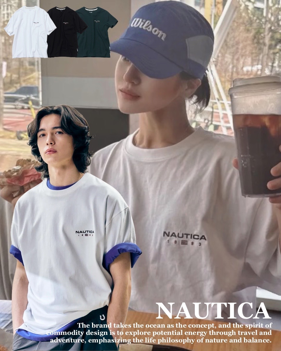 #韓國連線預購 NAUTICA 胸前字母LOGO 短踢 三色