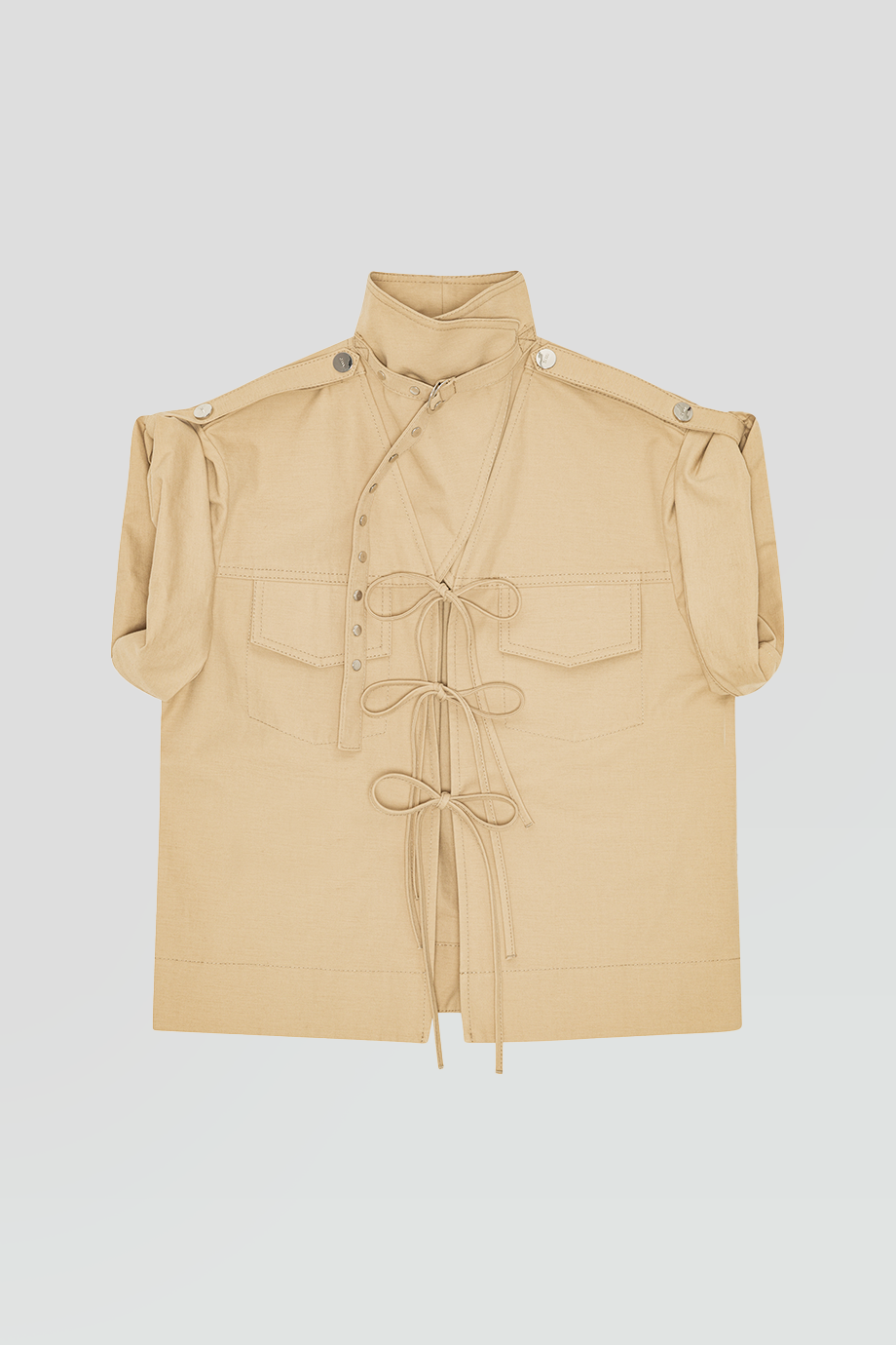 GANNI｜COWL 翻領寬袖前繫帶襯衫