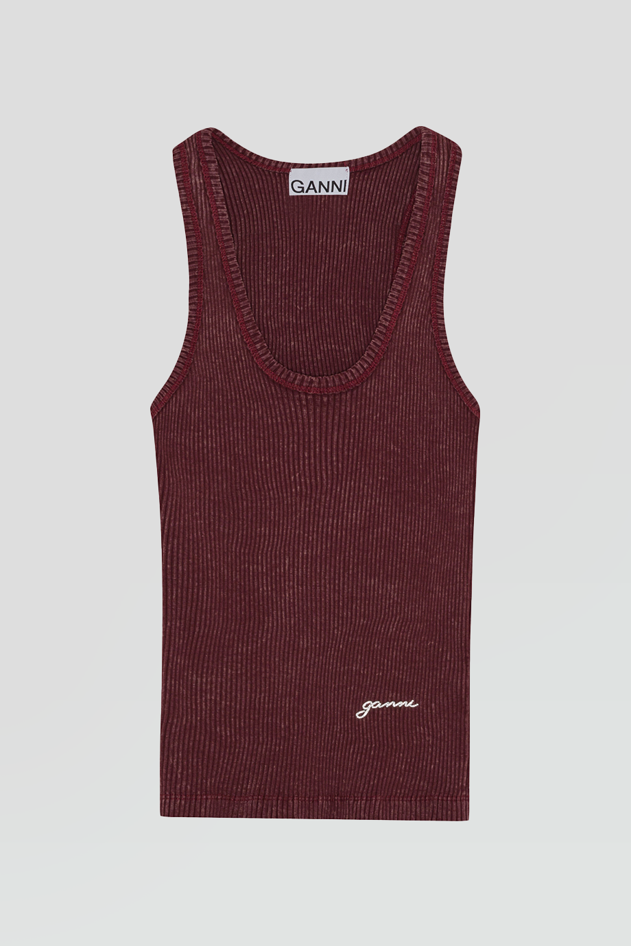 GANNI｜RIB 低圓領水洗棉羅紋背心