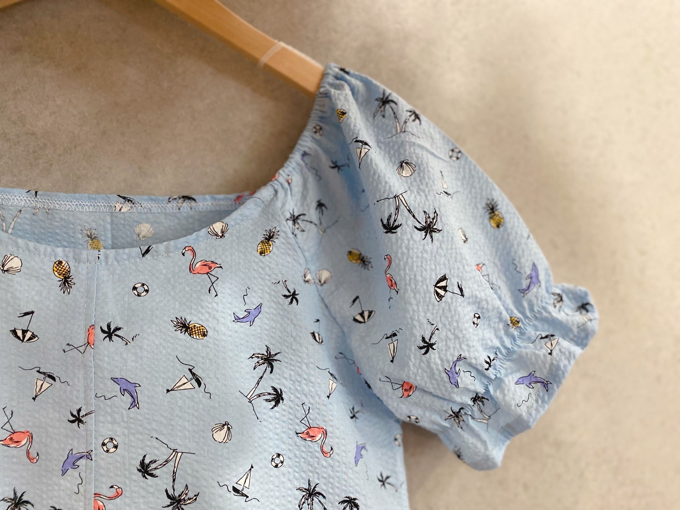 海灘 媽咪公主袖短上衣