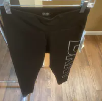 [S] DKNY BLACK/SILVER WOMEN'S LEGGING LOGO TAPING, DP4P3453-BSV [FINAL SALE] (SD1313)