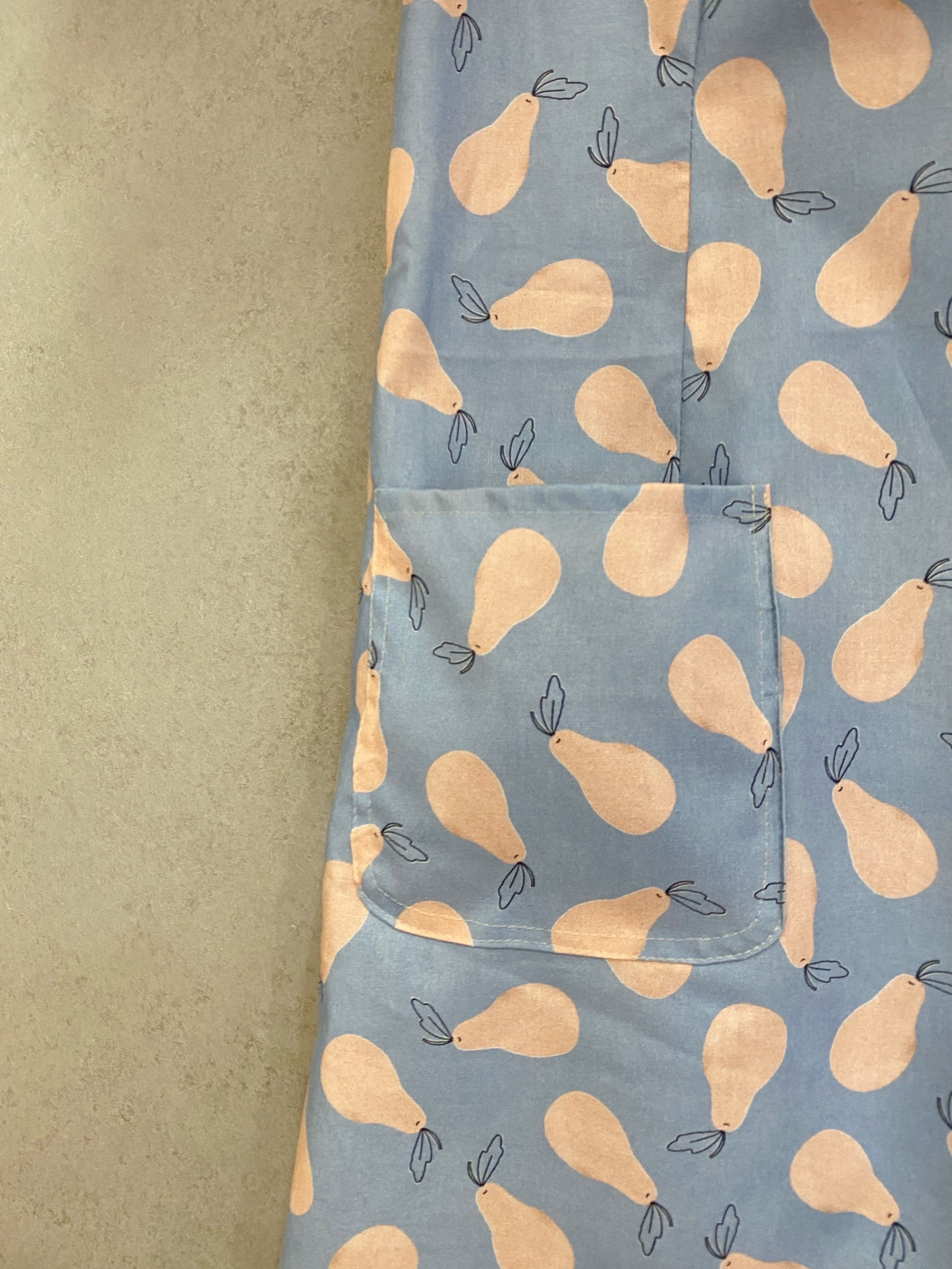 水藍底粉酪梨 媽咪小蠻腰洋裝(S)