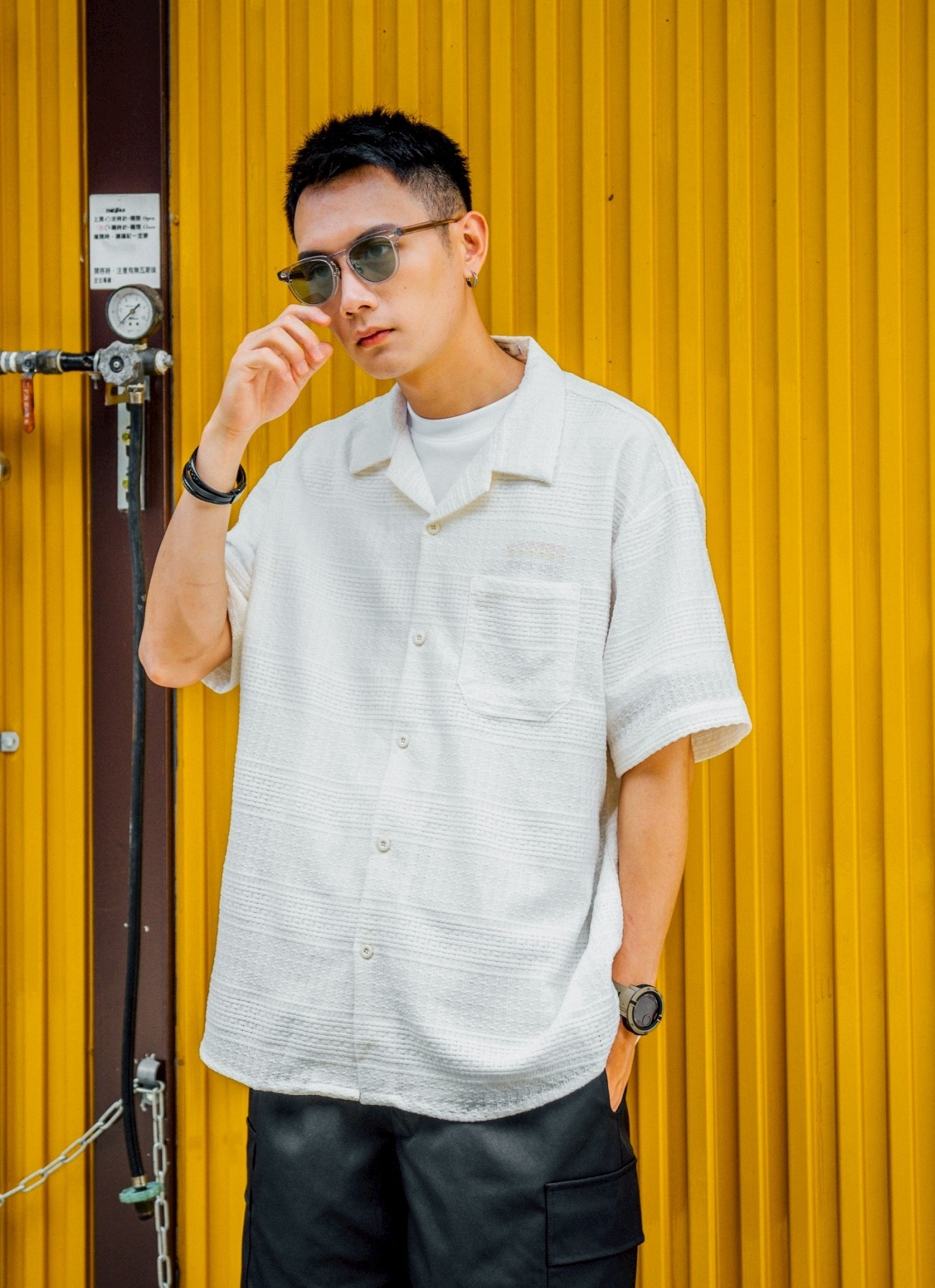 Doupicks 微鏤空不規則花紋襯衫 日系選品 s552