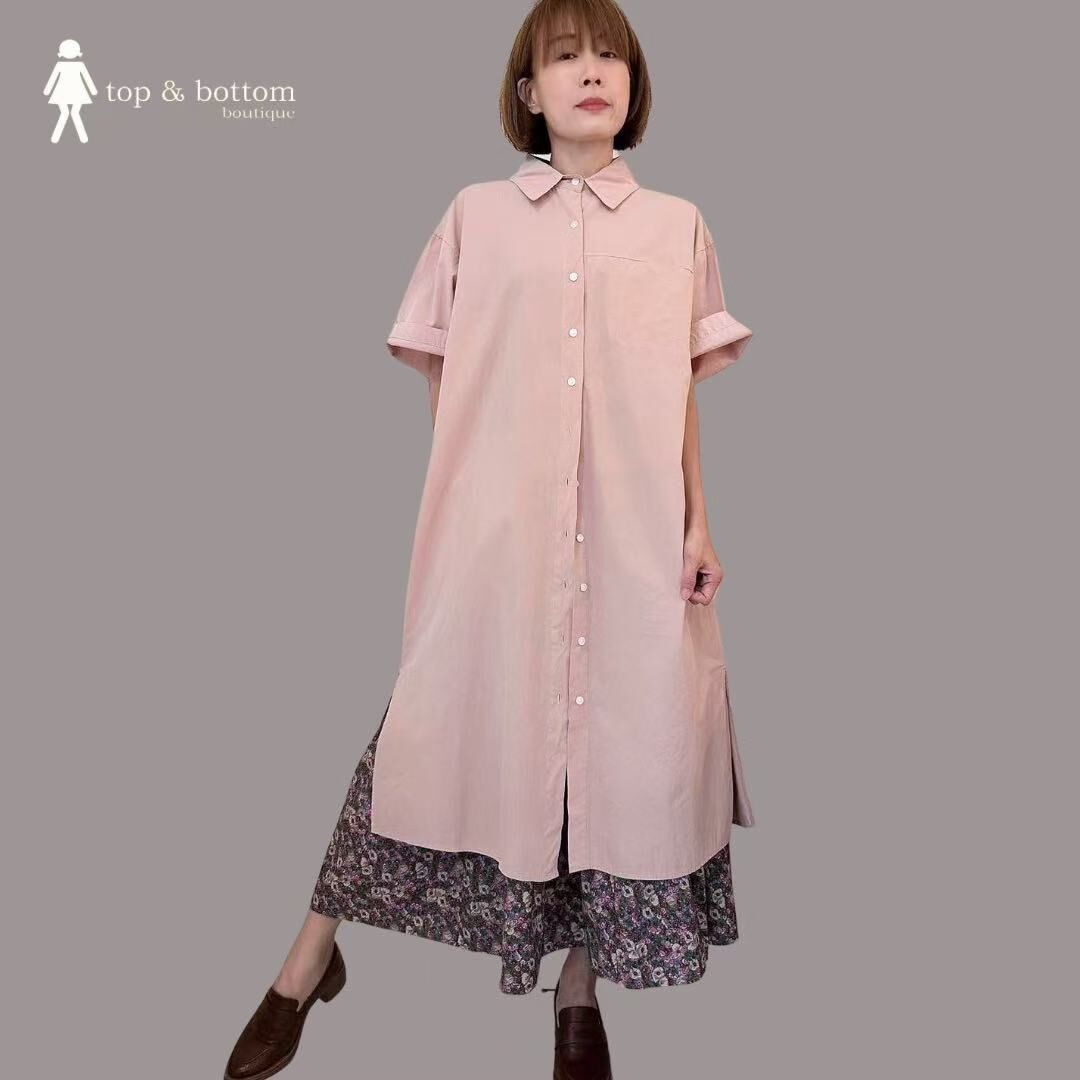 SHORT SLEEVE BUTTON SHIRT DRESS