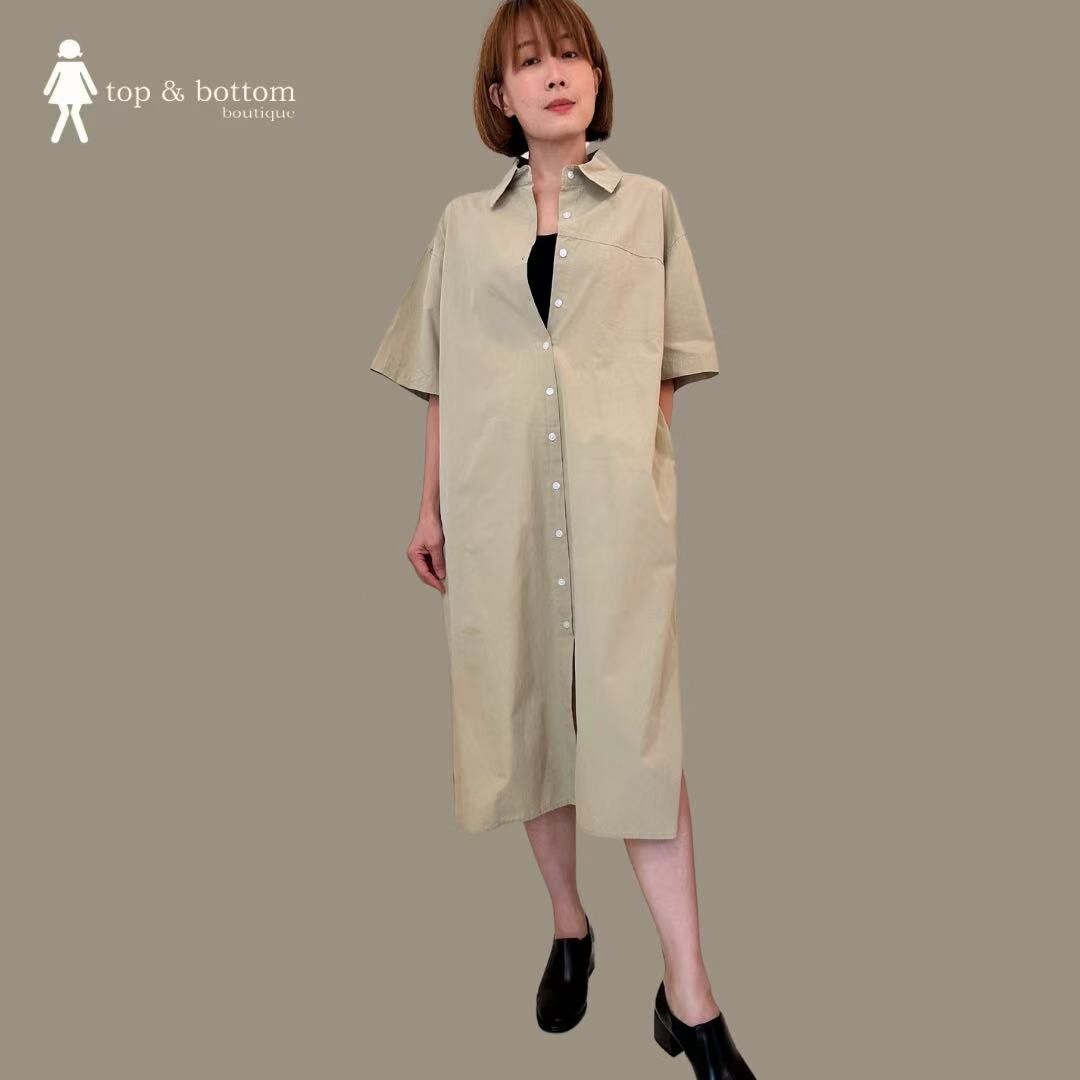 SHORT SLEEVE BUTTON SHIRT DRESS