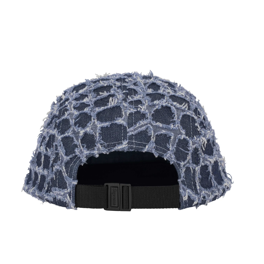 SUPREME FRAYED CROC DENIM CAMP CAP 毛邊 破壞 單寧帽 藍色/黑色/白色-SS25H5