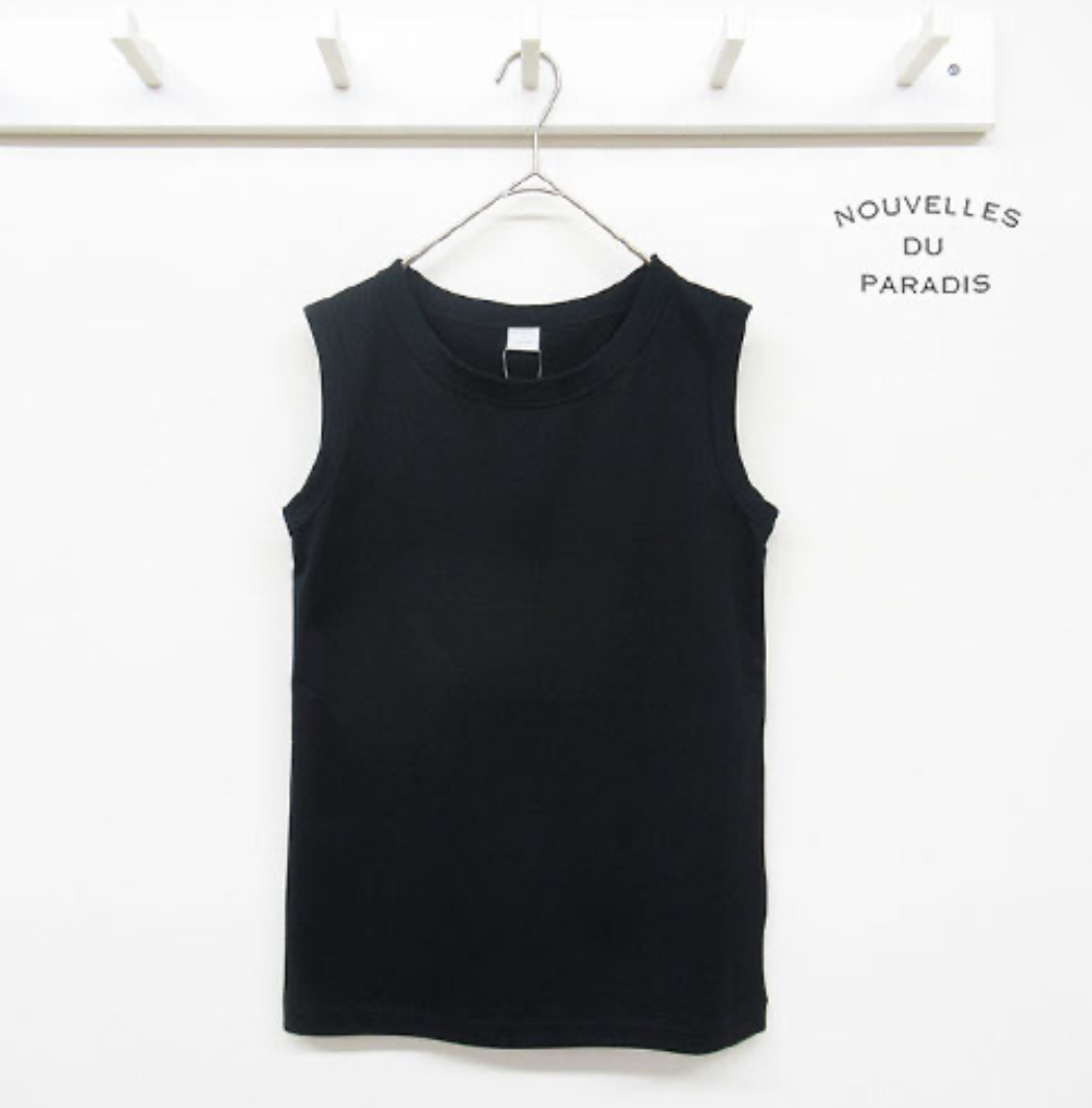 NOUVELLES 柔軟天竺GIZA棉質無袖 BK99