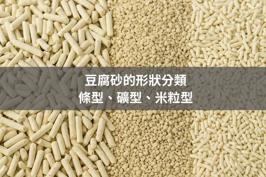 豆腐砂的形狀分類：條型、礦型、米粒型