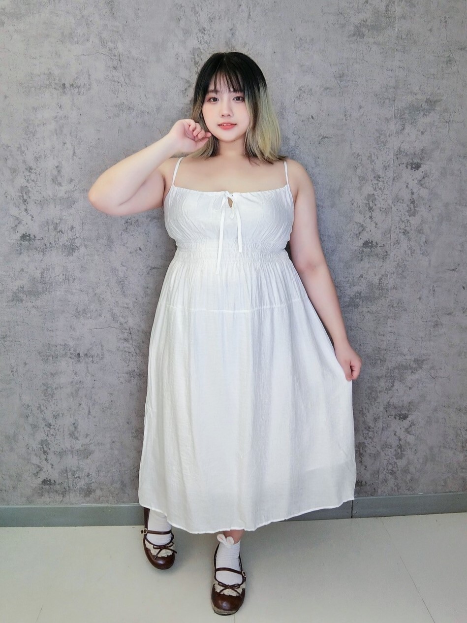 抓皺超顯瘦加大收腰長洋