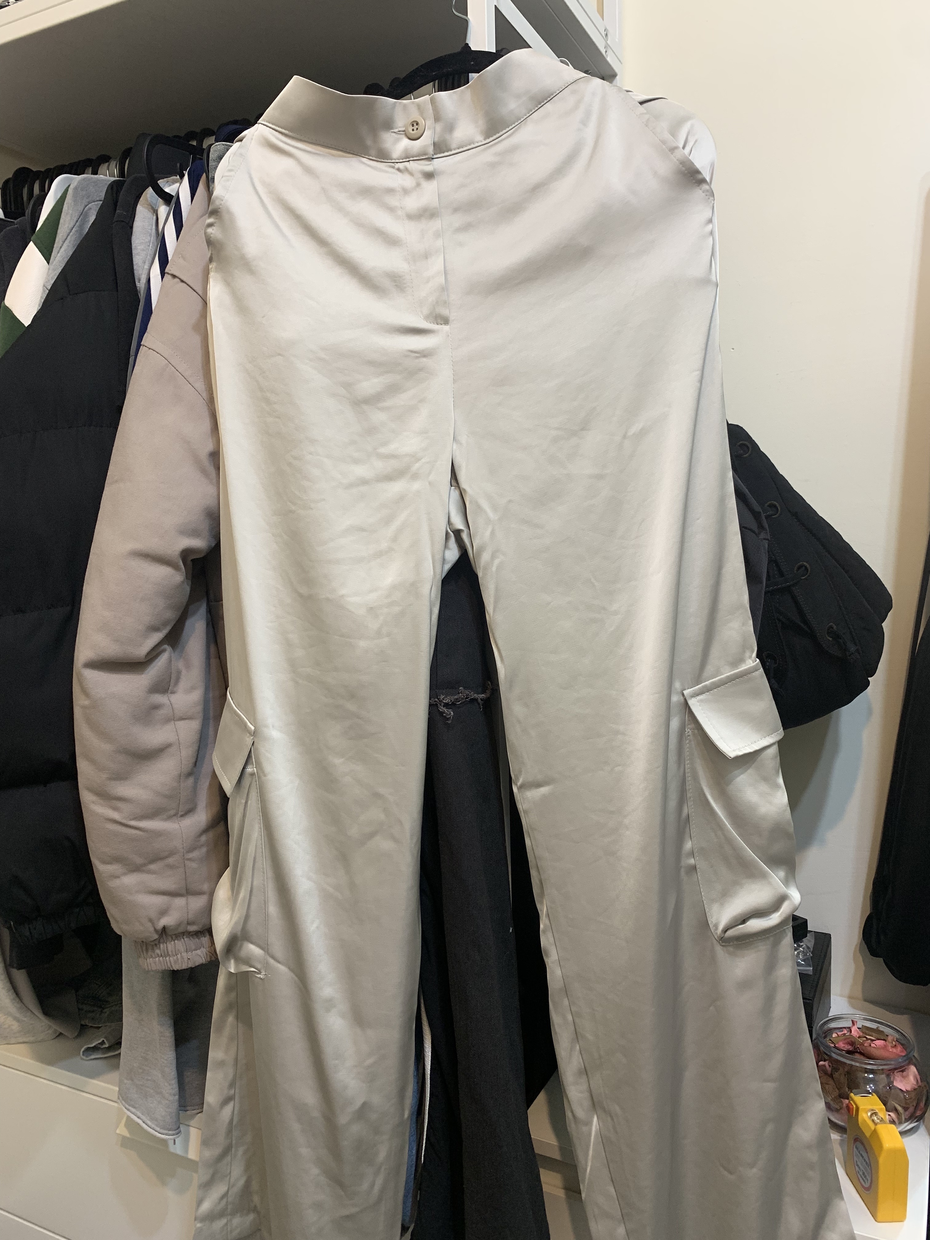 緞面 絲綢 口袋 長褲