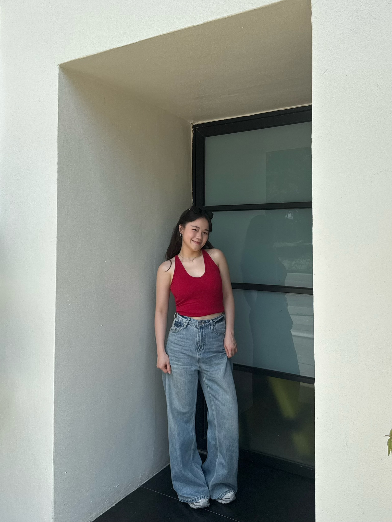 保守版不露背～假掛頸顯瘦Top with pad（紅色超顯白!）// 兩色入