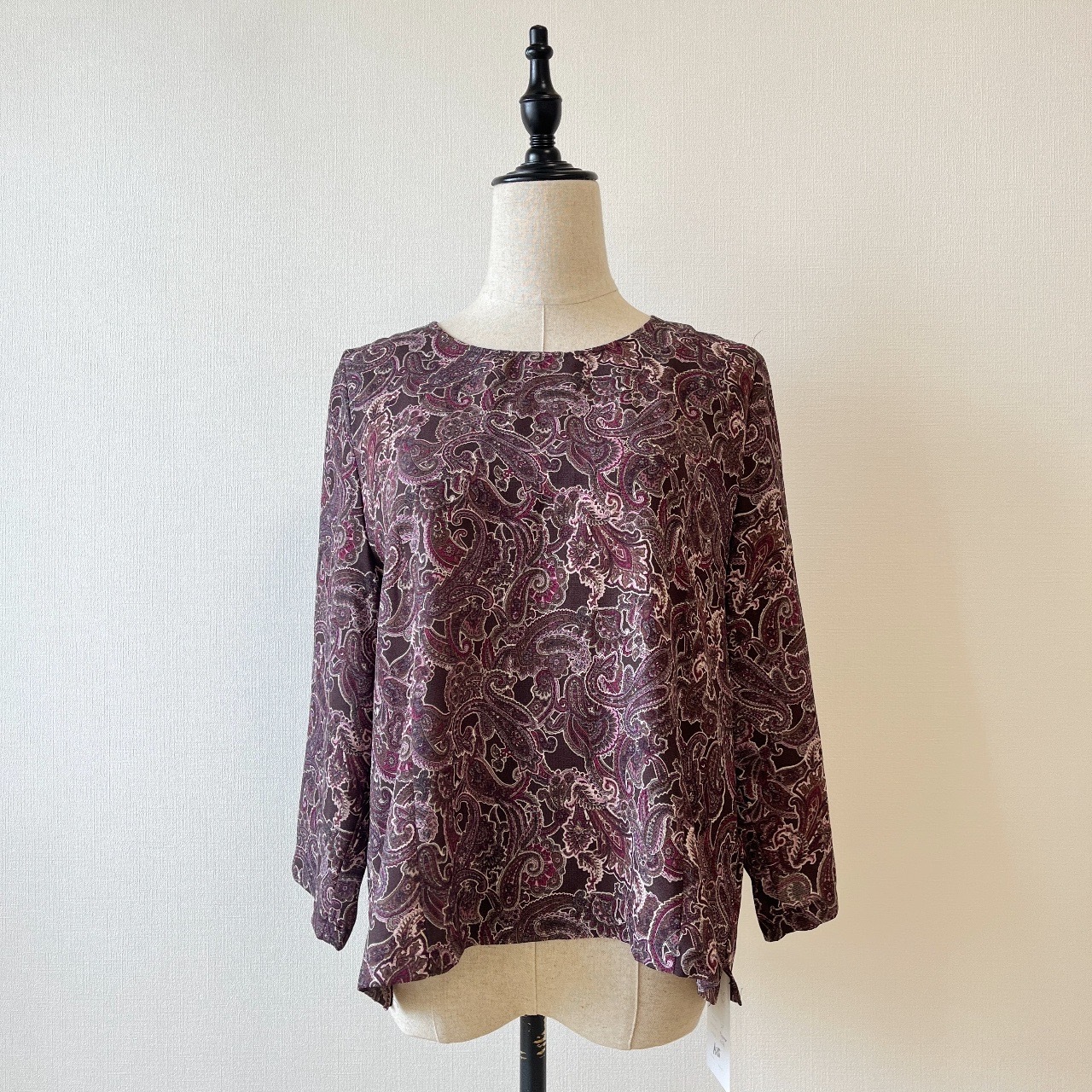 深紫色腰果花古著上衣