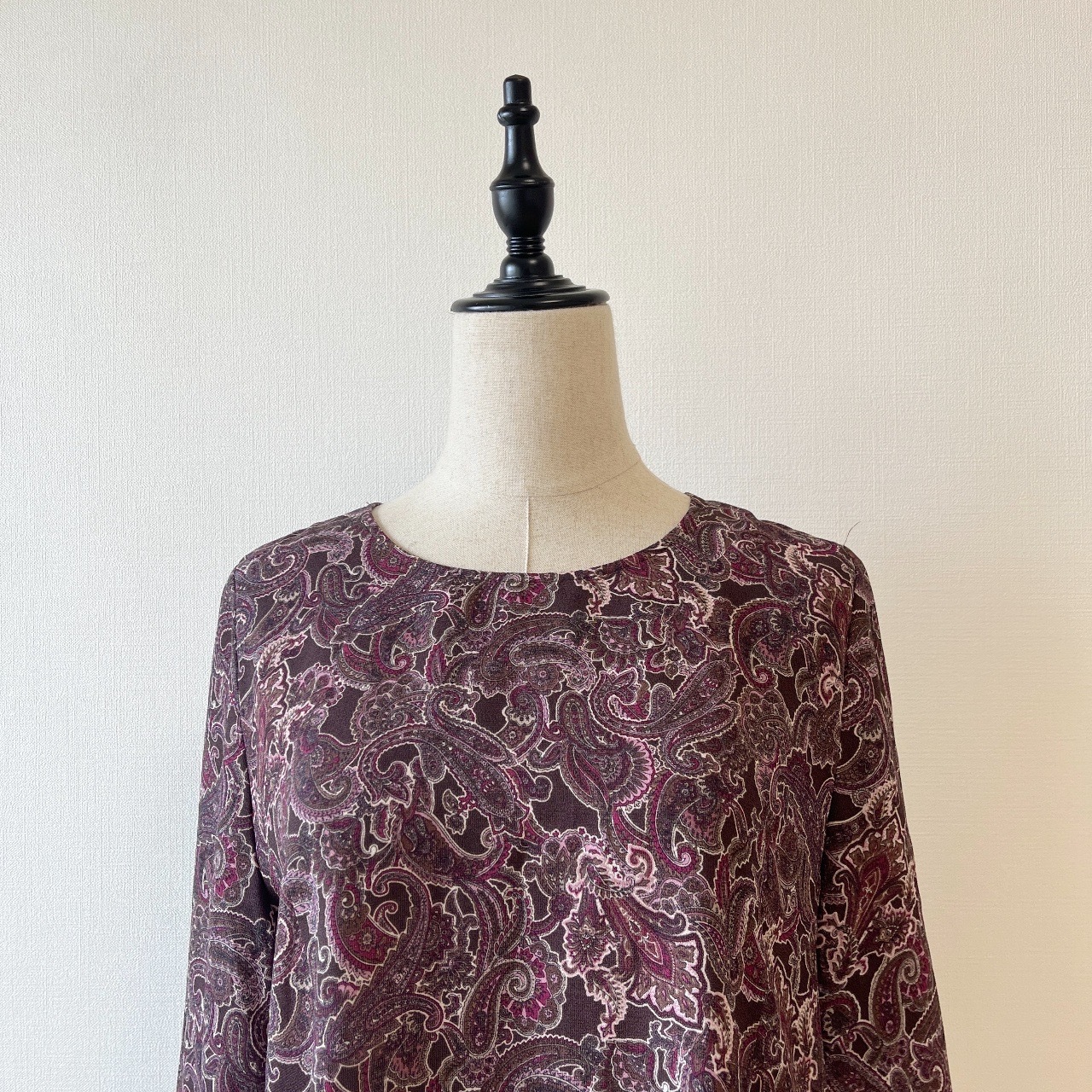 深紫色腰果花古著上衣