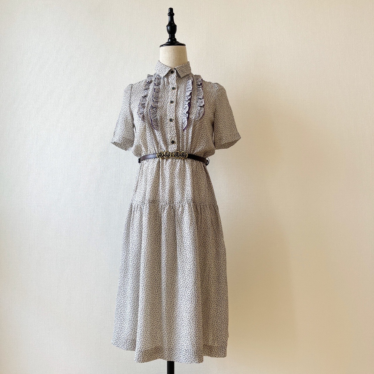 日本製氣質感紫色喱士荷葉邊連身裙