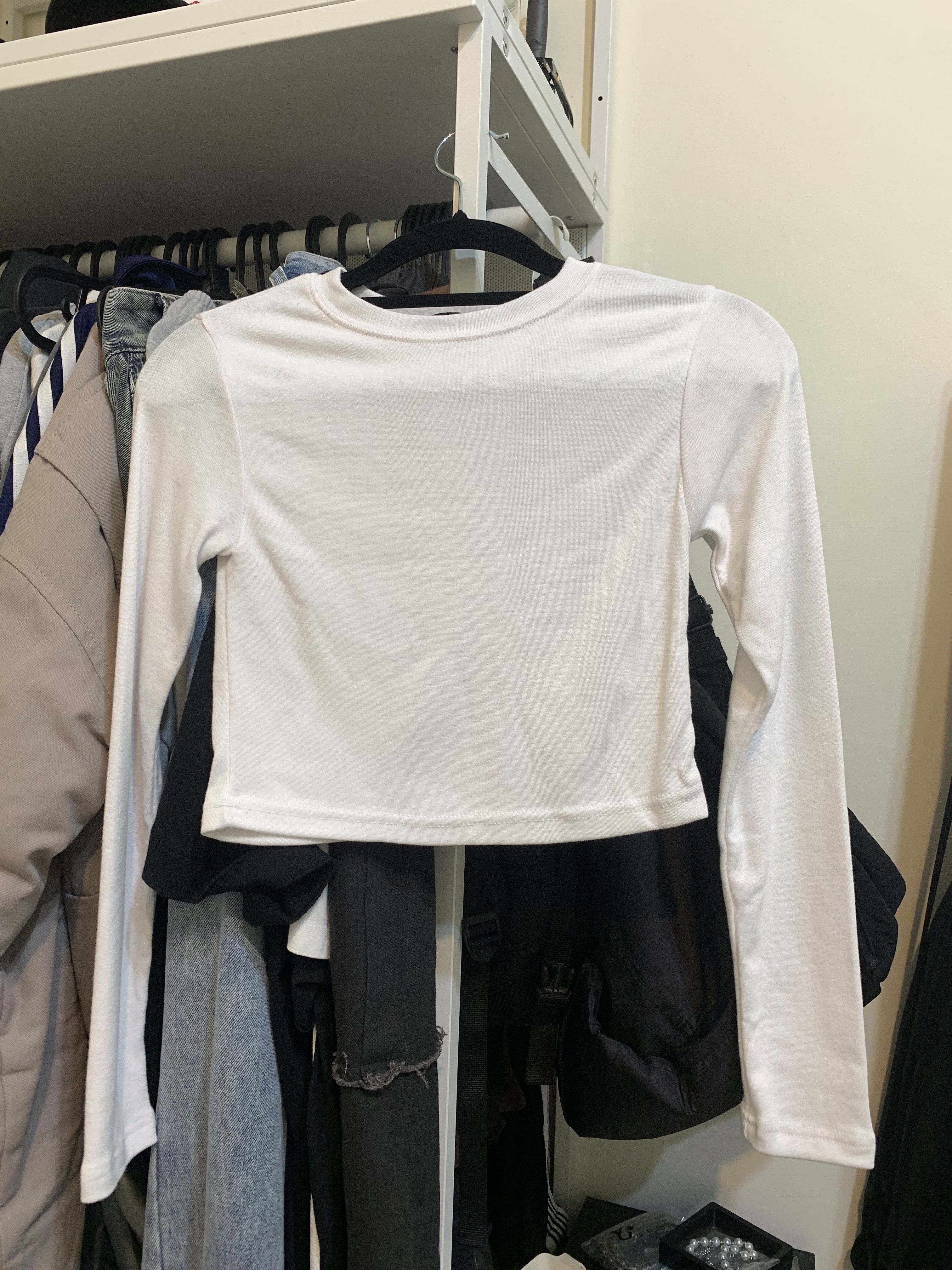 基礎 素色 純棉 短版長袖