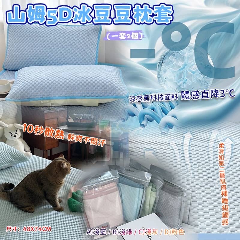 山姆5D冰豆豆枕套 (1套2個) -2501131