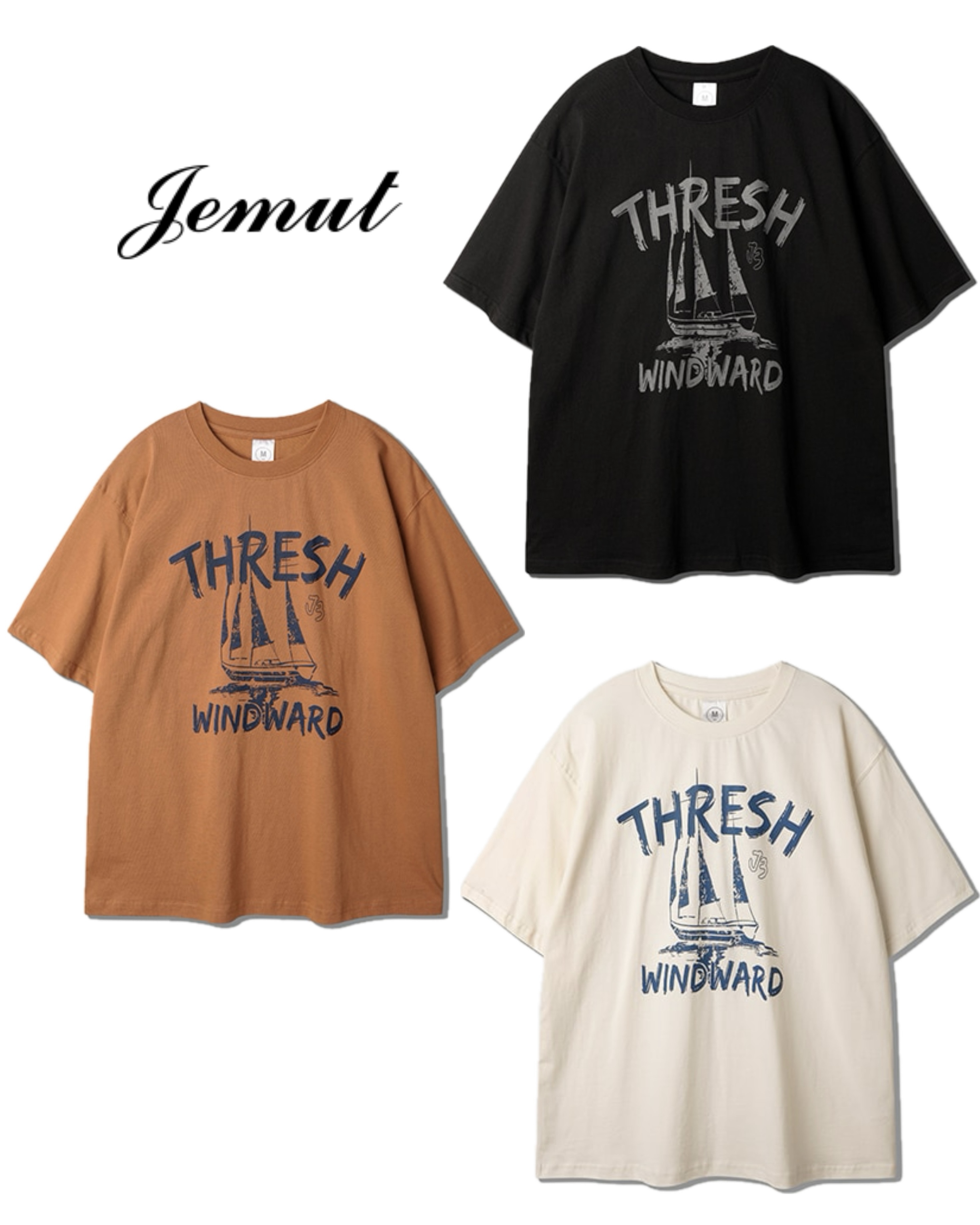<預購> 韓國JEMUT THRESH x WINDWARD復古感高磅純棉短T