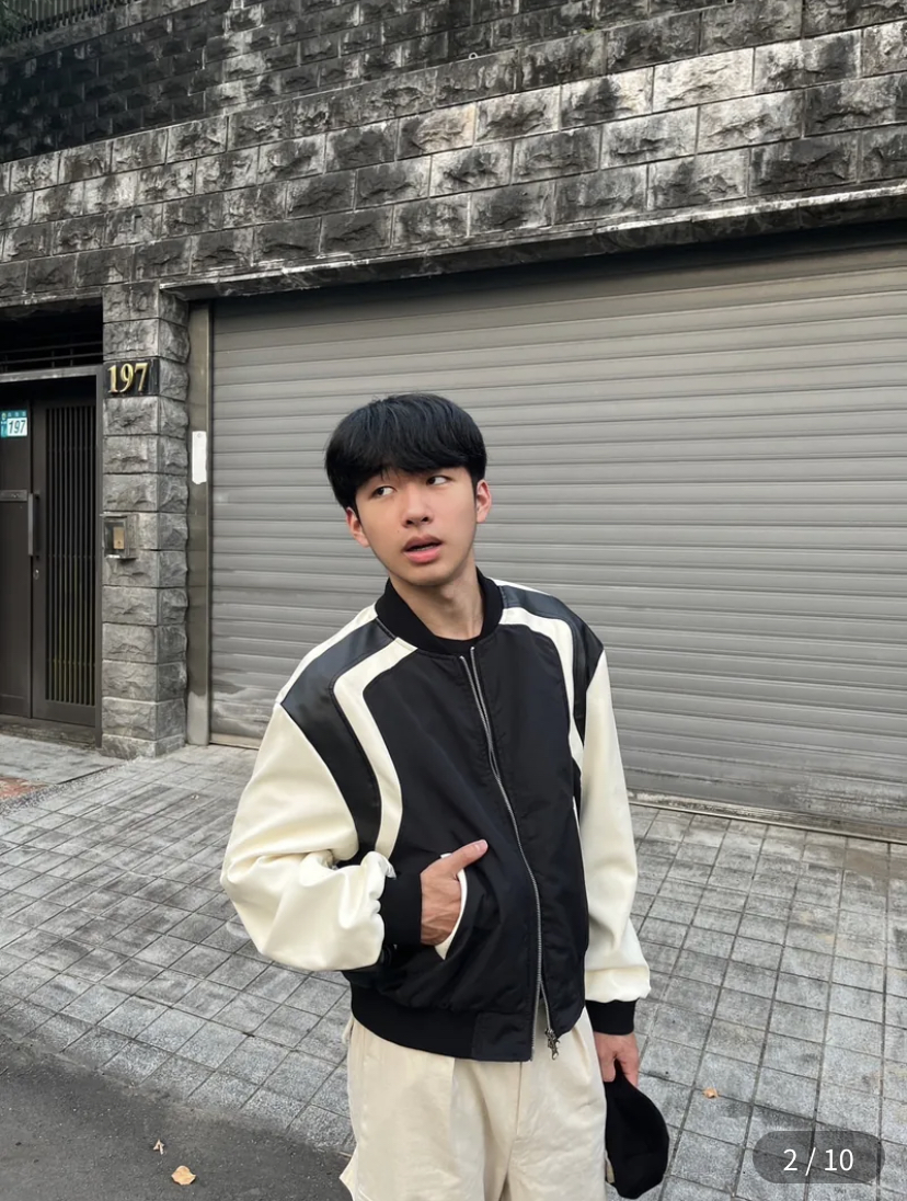 異材質 撞色 短版 皮外套 夾克