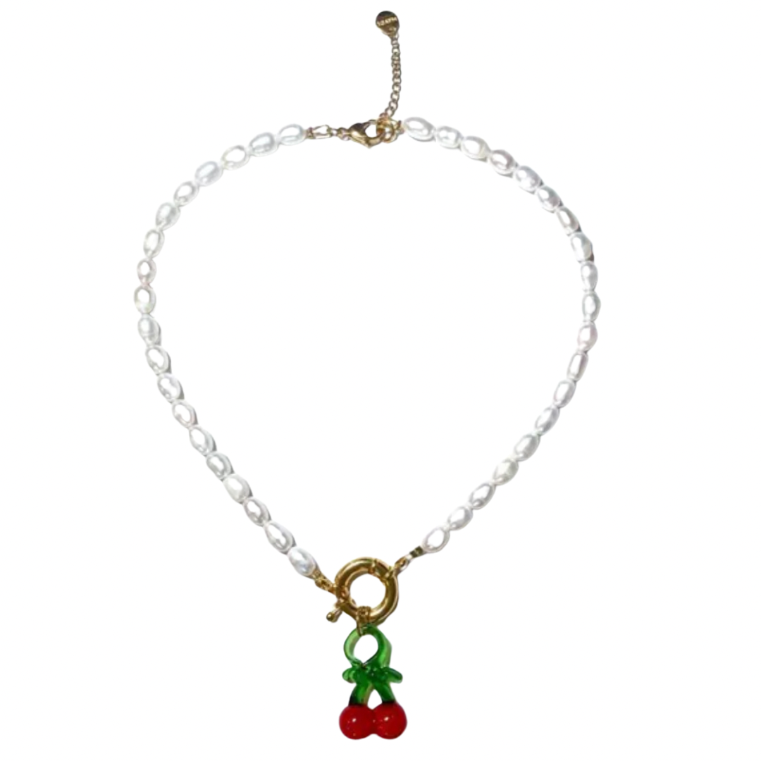 1MY1122-348 MAYOL 希臘全人手製飾品 Cherry Necklace White/Red (A-K11-E)