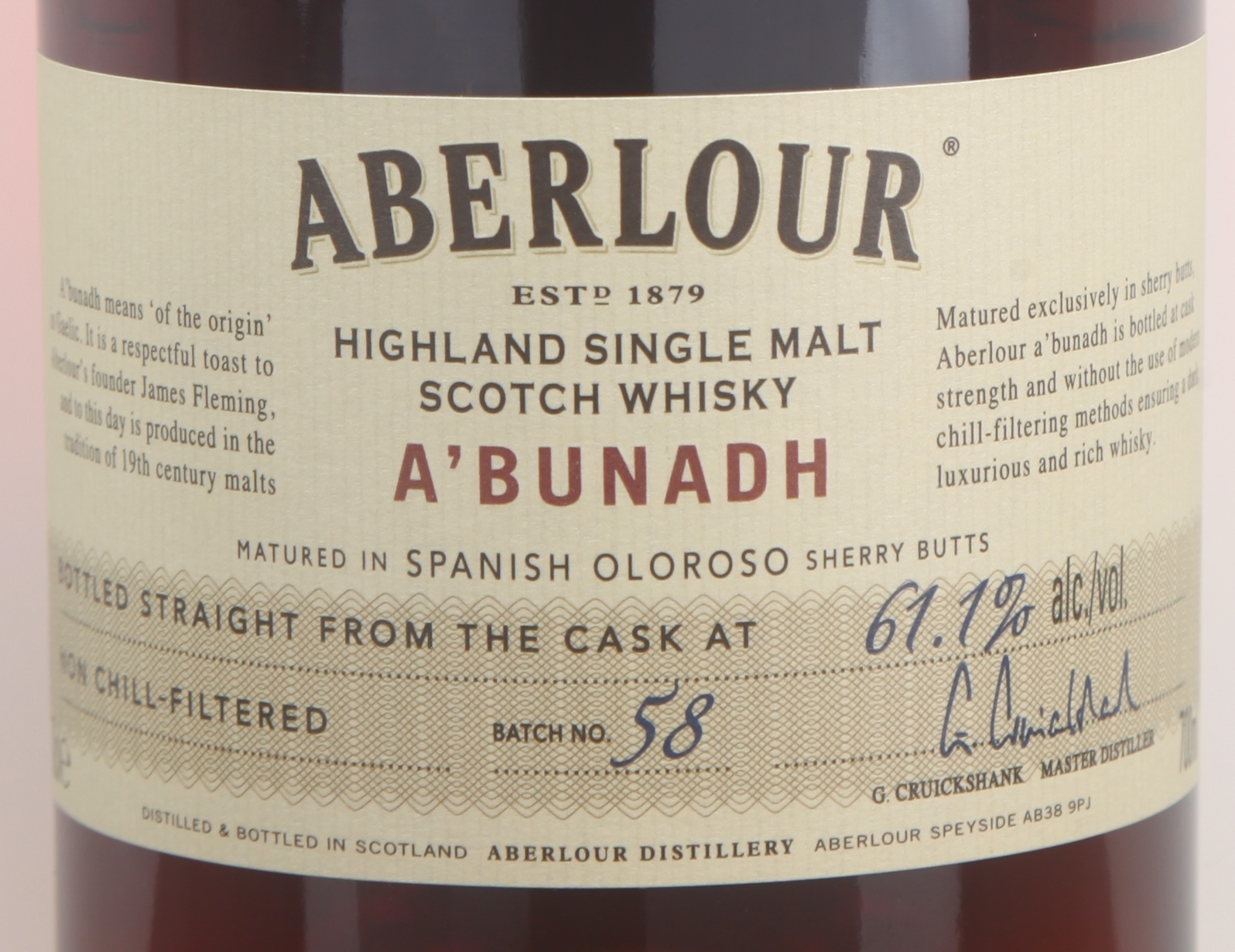 Aberlour a'bunadh Batch No.58 Spanish Oloroso Sherry Butts 61.1%