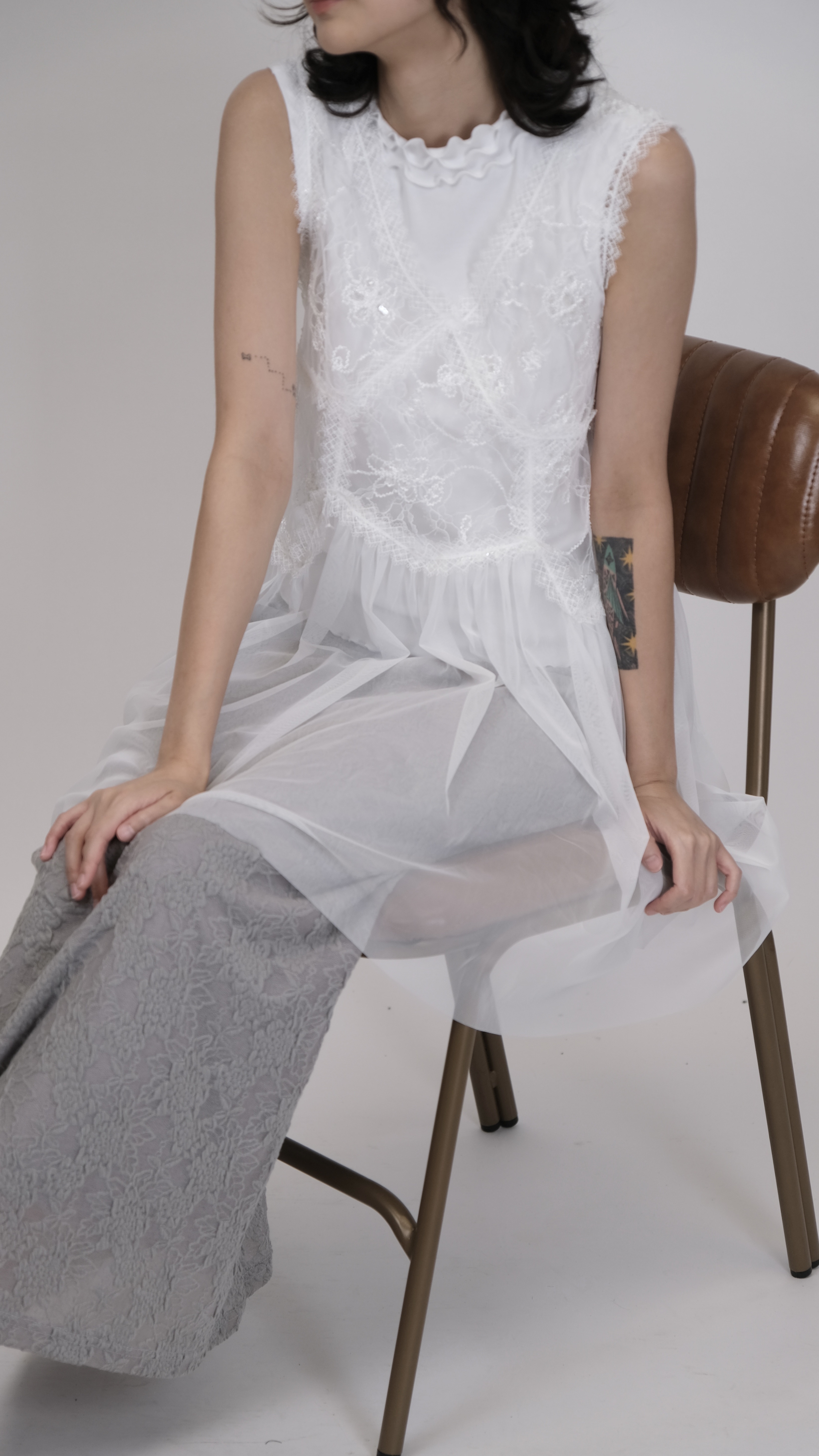 氣質款 亮片lace紗紗背心