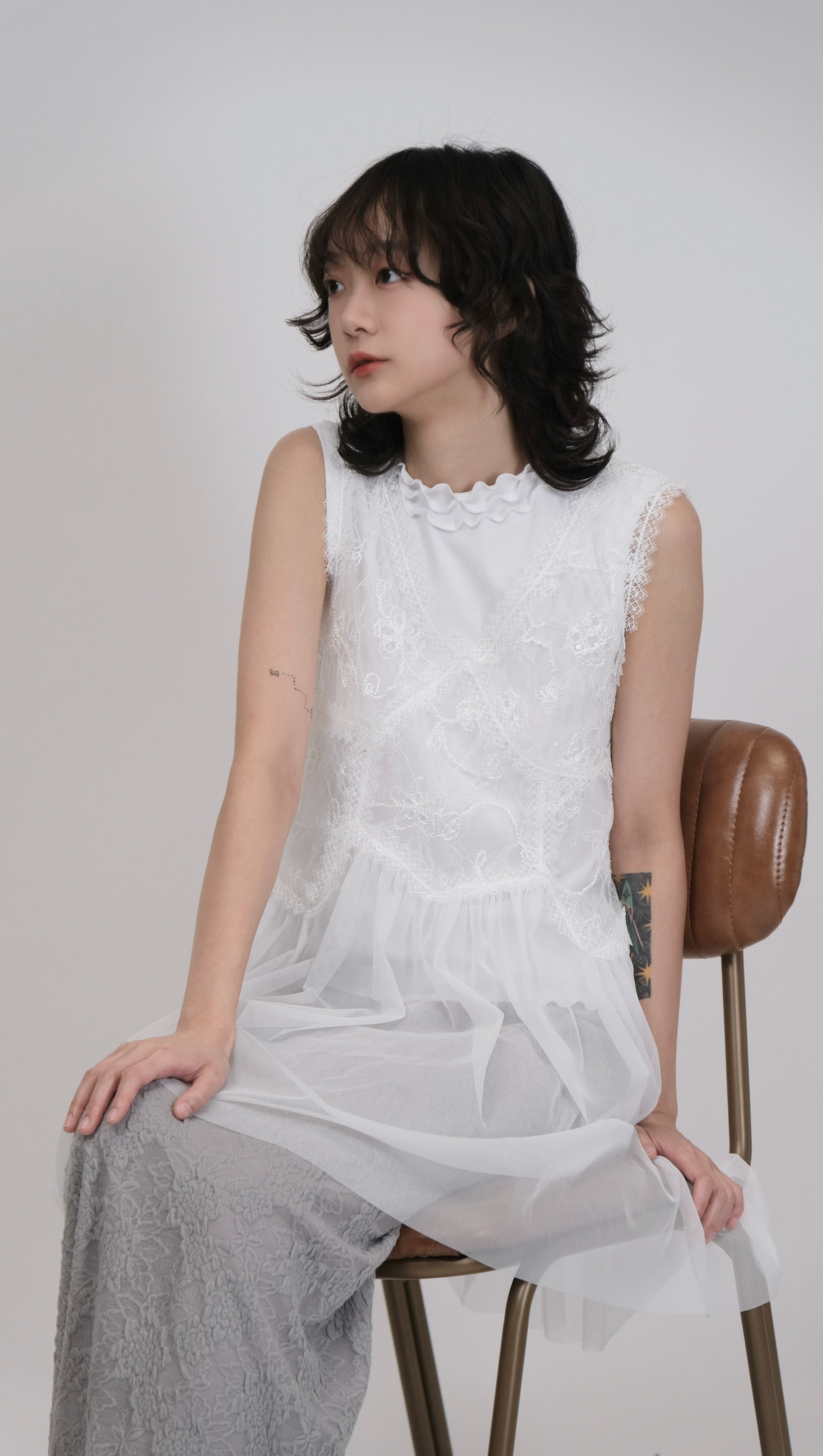 氣質款 亮片lace紗紗背心