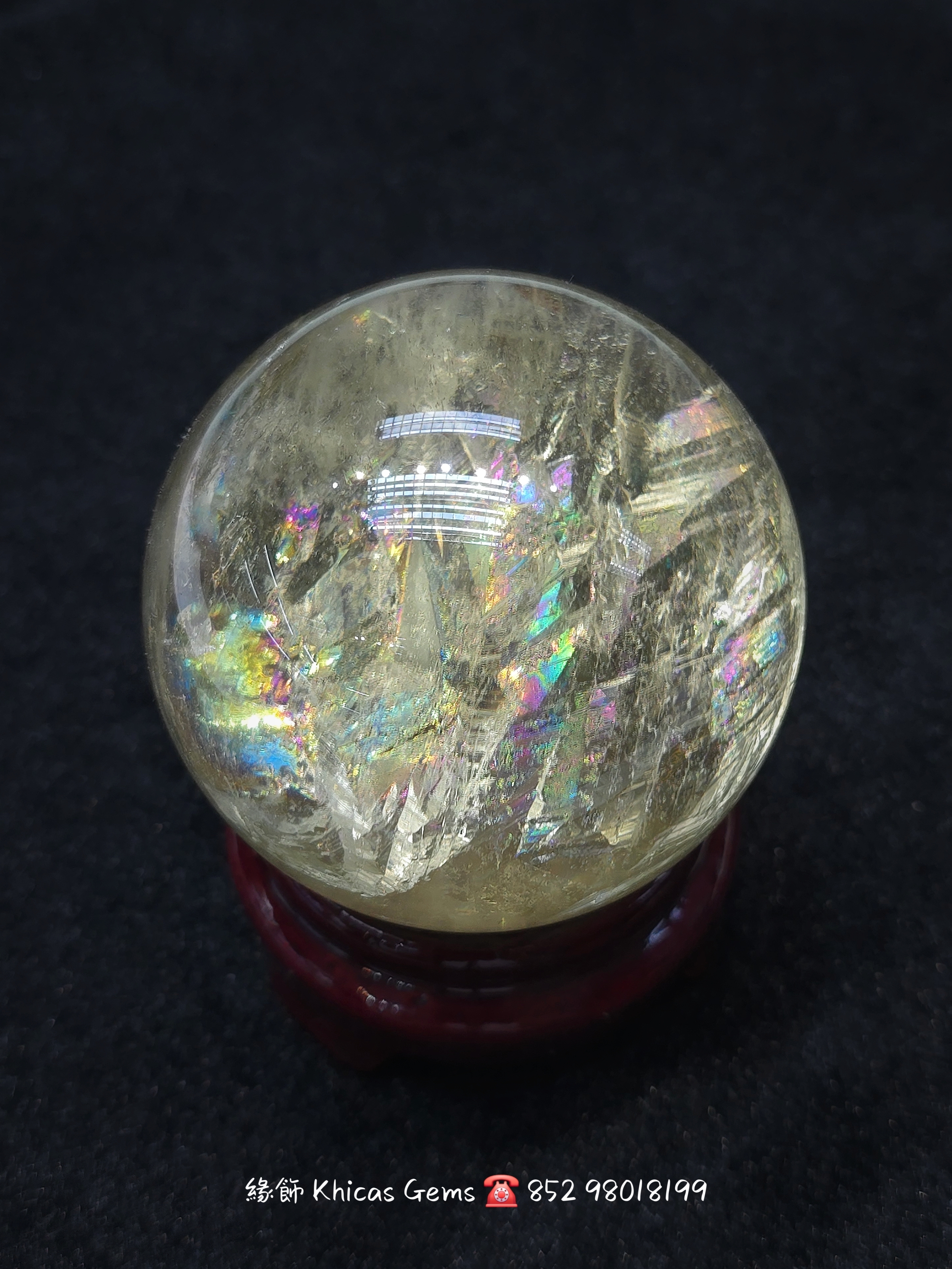 精品球💛 天然黃水晶球*帶火彩73.9mm