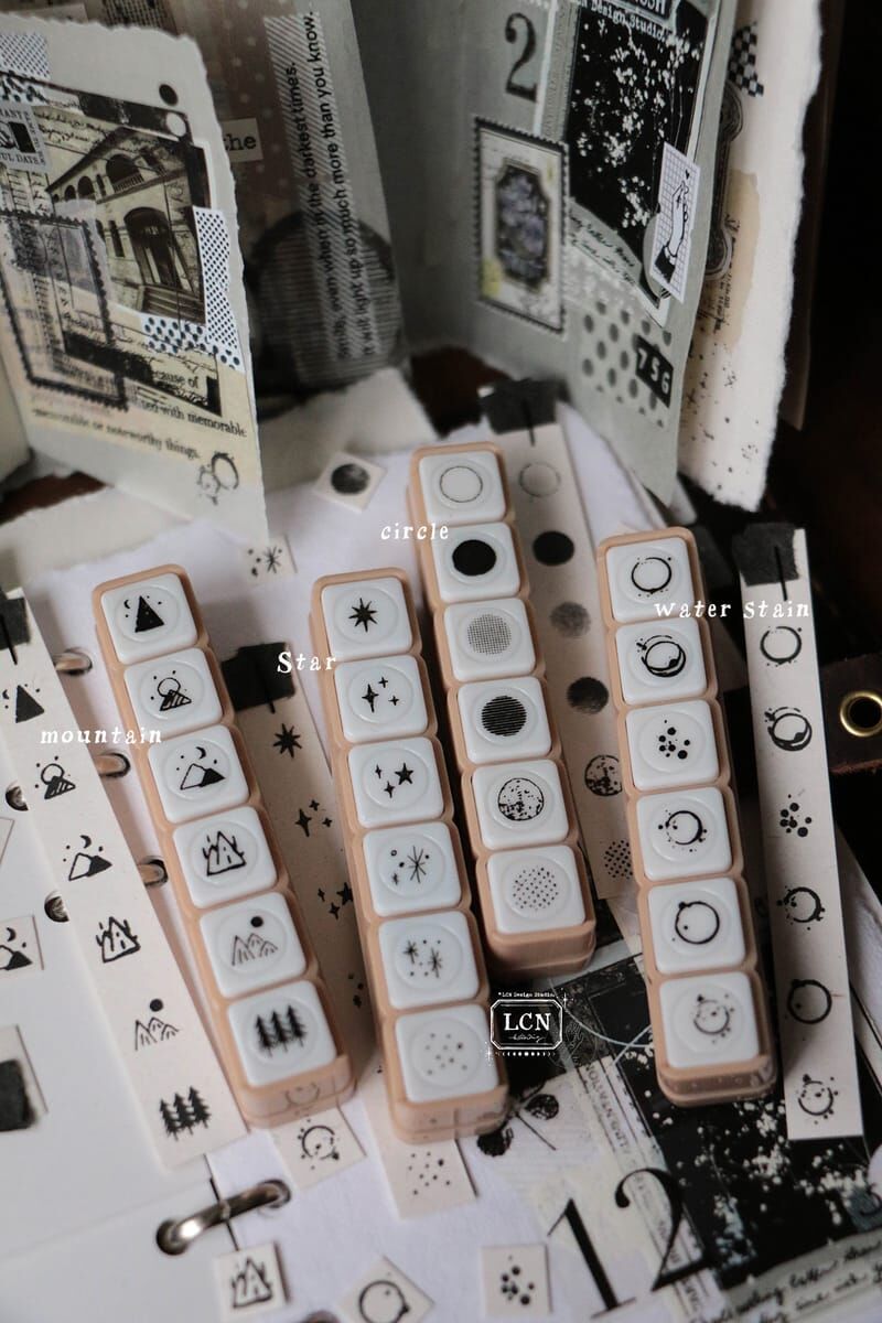 按鍵式連續印章 6枚迷你印章｜吉LCN