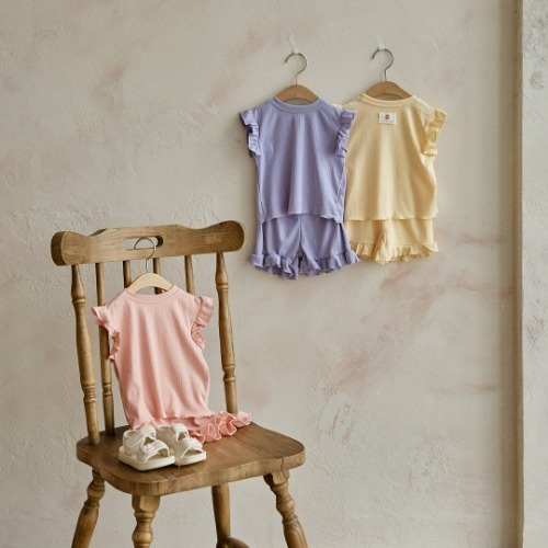 25S/S DTD馬卡龍清涼系列-荷葉邊無袖上下套裝