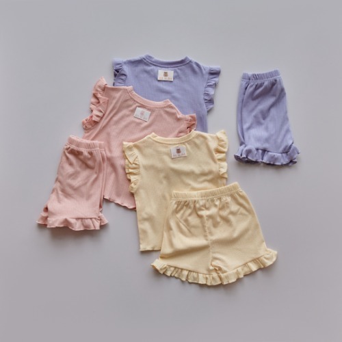 25S/S DTD馬卡龍清涼系列-荷葉邊無袖上下套裝