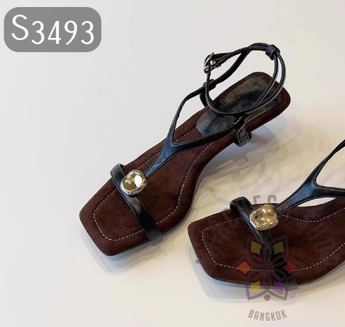 S3493 - 頭層小羊皮裝飾羅馬高踭涼鞋