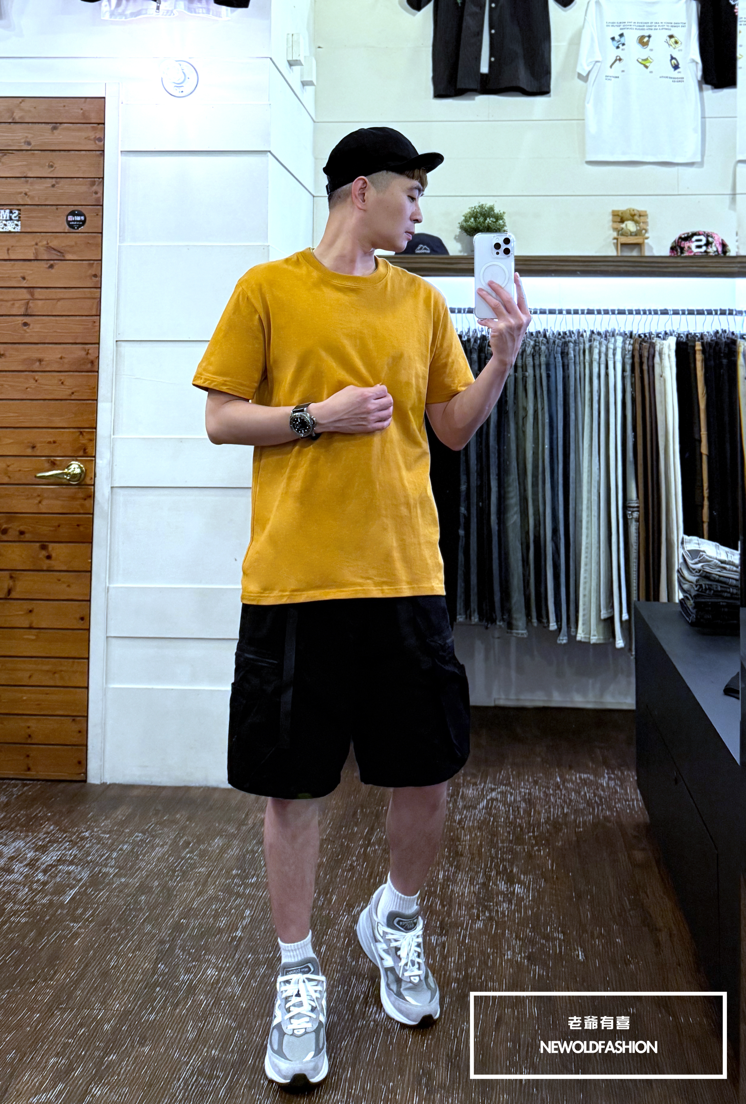 『熱銷到貨』重磅UPF50+超高防護係數素色短Ｔ恤-芥末黃