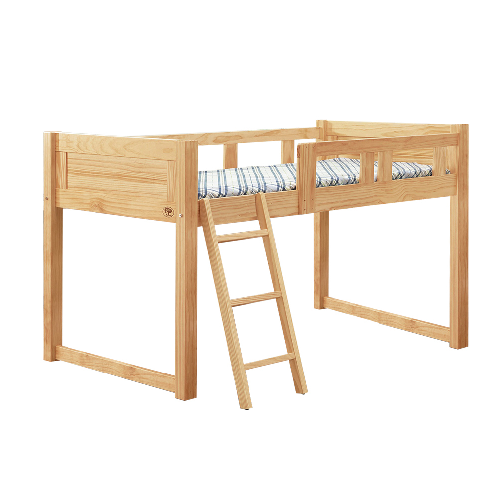 威森3.5尺單人松木實木高架床/高層床架