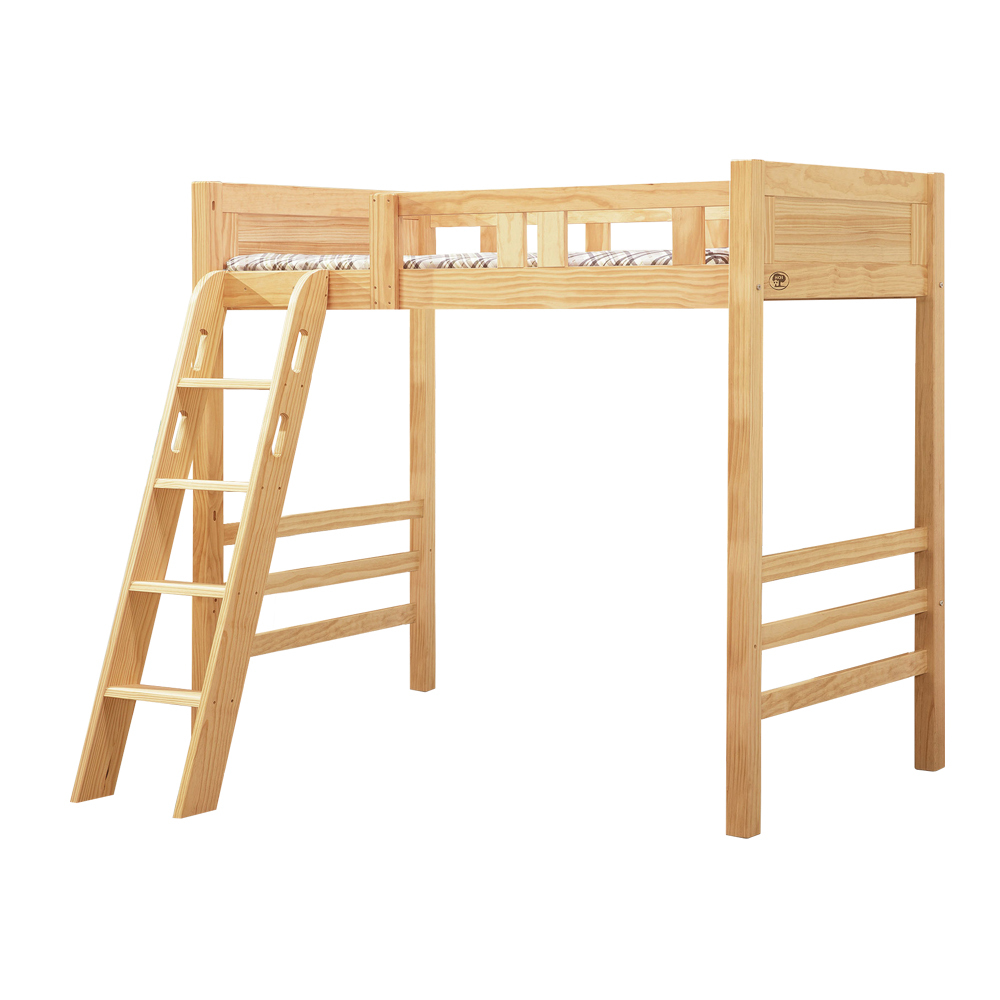 威森3.5尺單人松木實木高架床/高層床架-加高款