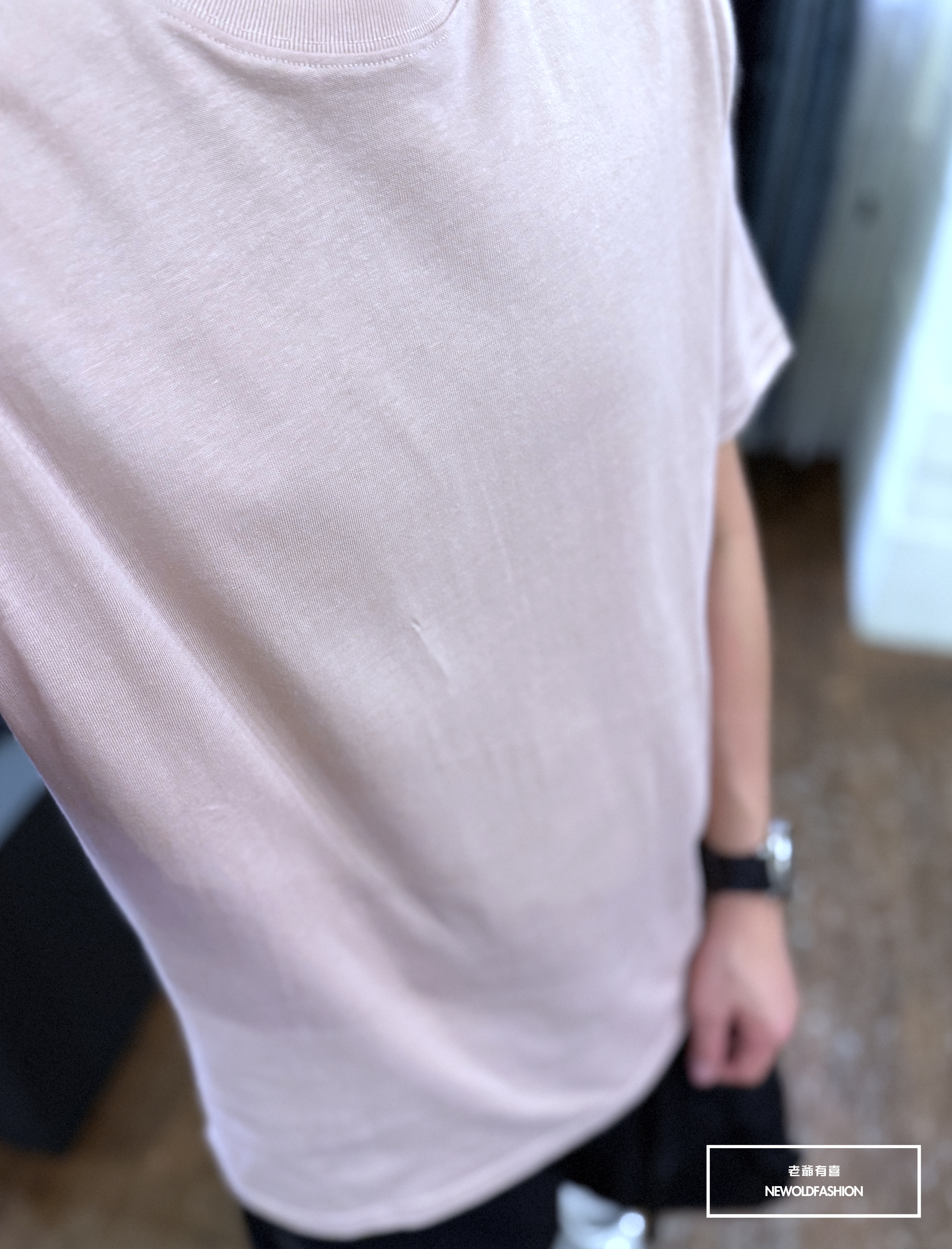 『熱銷到貨』重磅UPF50+超高防護係數素色短Ｔ恤-沙漠粉