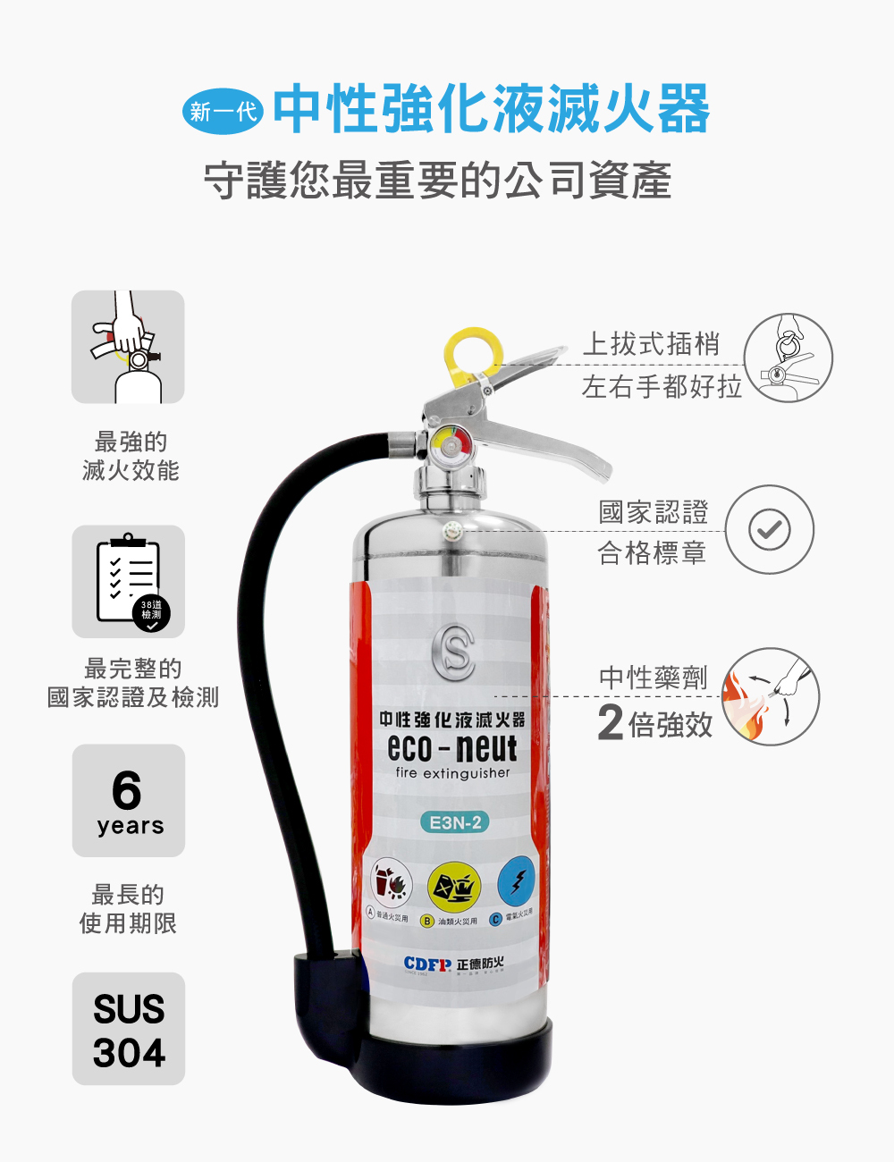 3L中性強化液滅火器產品特色