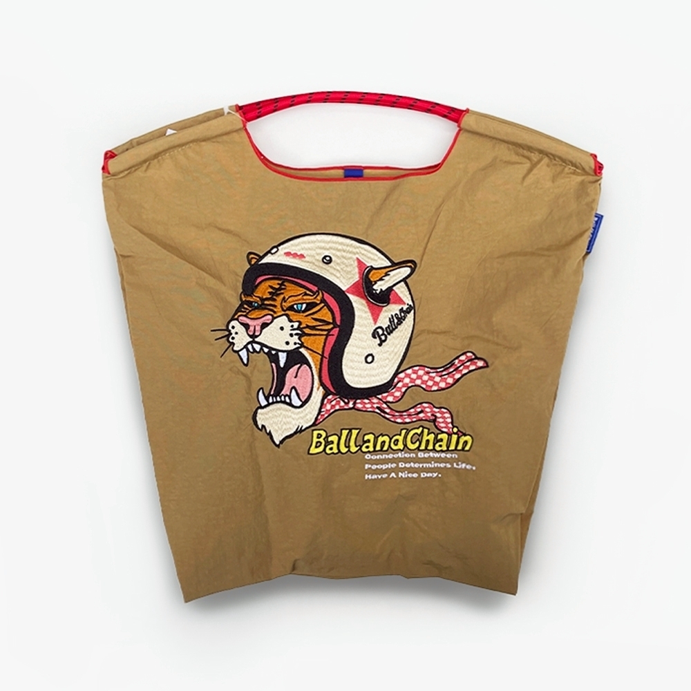 Ball＆Chain 刺繡環保購物袋 M號 - 卡其 (30104903)