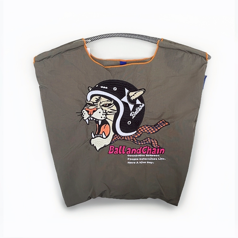 Ball＆Chain 刺繡環保購物袋 M號 - 深灰 (30104961)