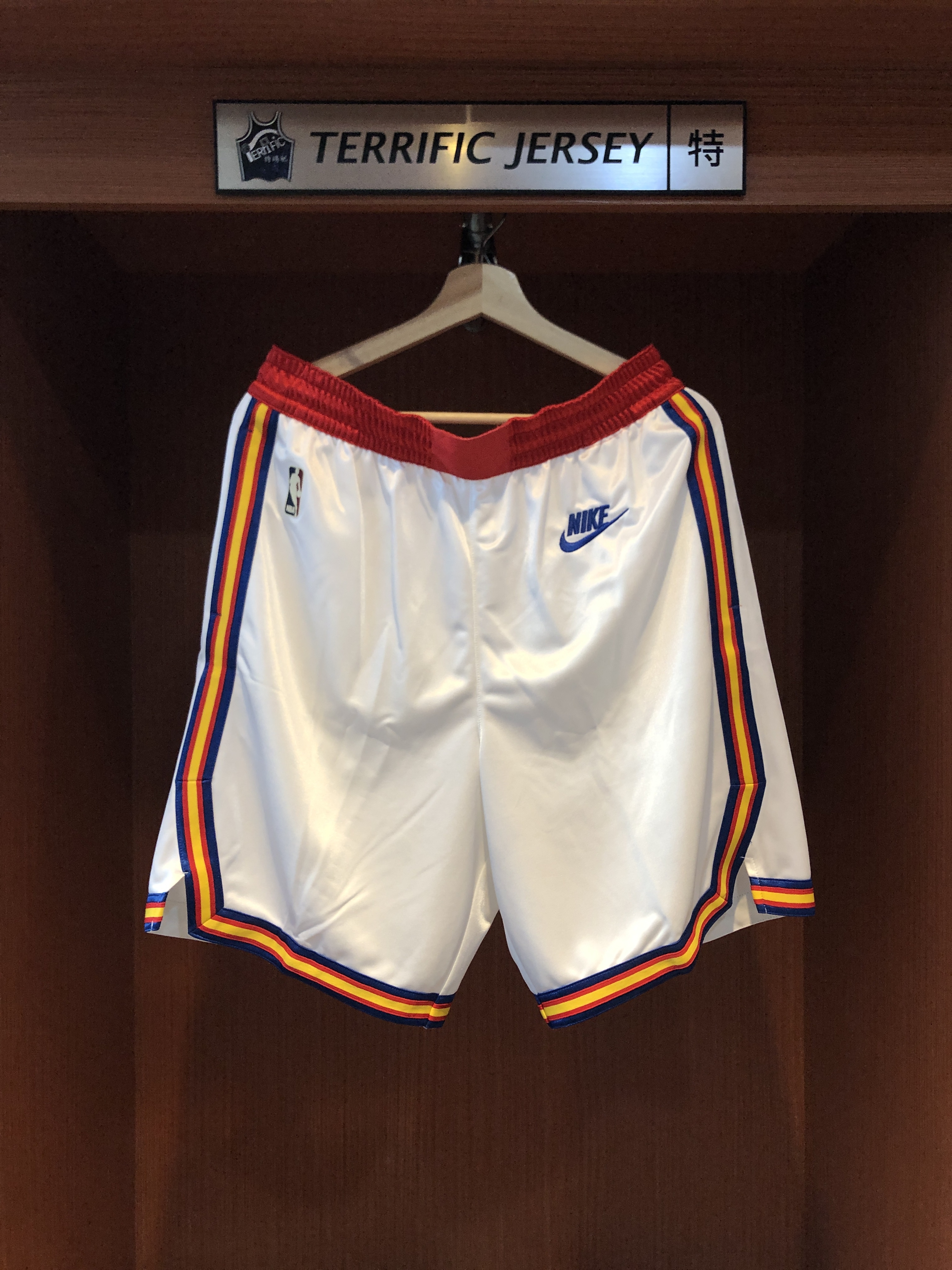 NBA球褲 Golden State Warriors 金州勇士復古白球褲 HWC Nike Swingman Shorts 球迷版 有口袋 全新