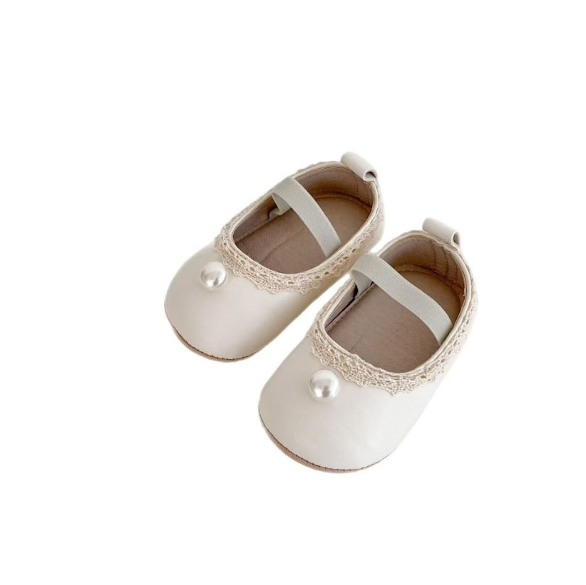 BYB05SS096WE  米白色氣質珍珠學步鞋
