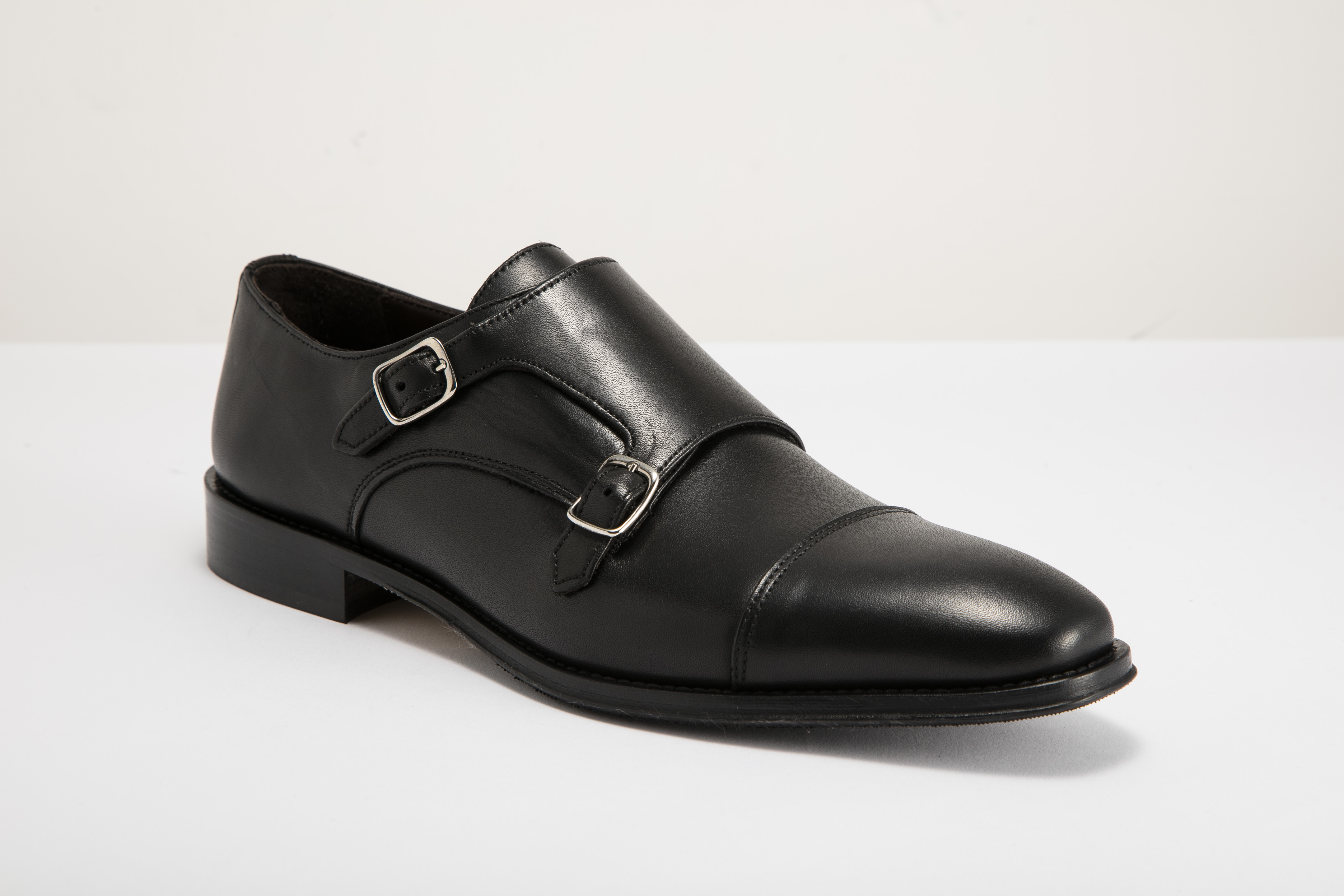 Di Franco - 男裝橫飾雙搭扣皮鞋 1490-BK