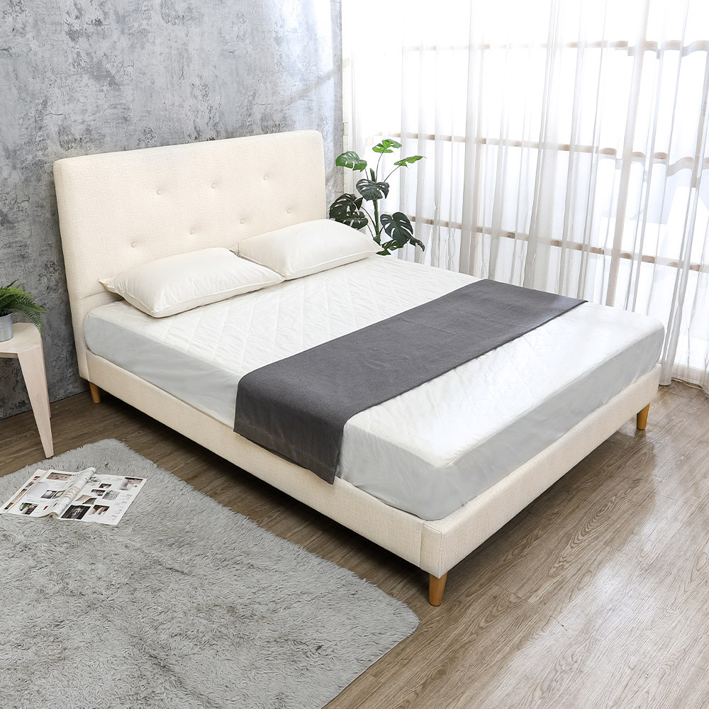 高恩5尺雙人耐磨貓抓布紋皮革床架/床組(床頭片+床底-兩色可選)