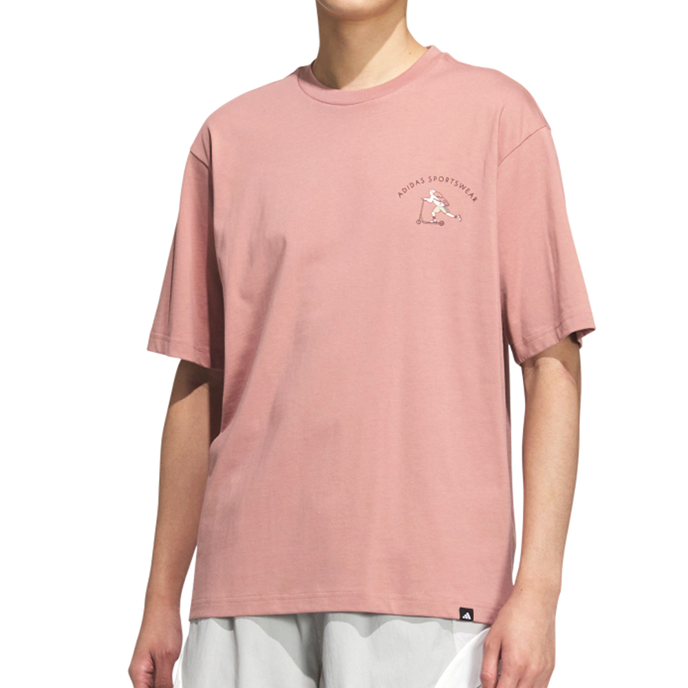 Adidas GFX SS Tee 男款 粉色 三葉草 愛迪達 印花 寬鬆 棉質 圓領 運動 短袖 JL6059