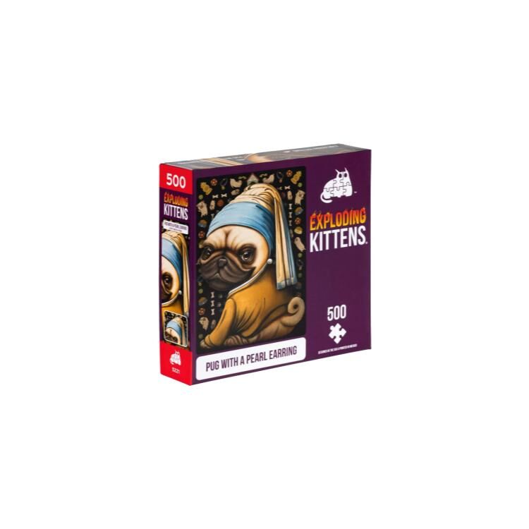 爆炸貓1000片拼圖: 戴珍珠耳環的巴哥犬 英文版 Exploding Kittens 1000 Piece Puzzle Pug With A Pearl Earring