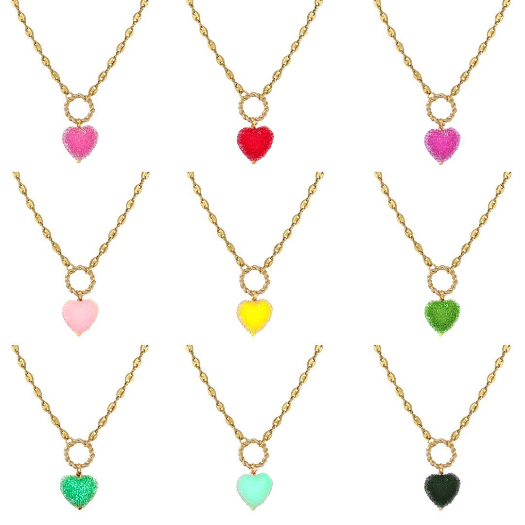 1MY1122-074 MAYOL 希臘全人手製飾品 糖果心形吊飾指環鍊 (A-K11-E)