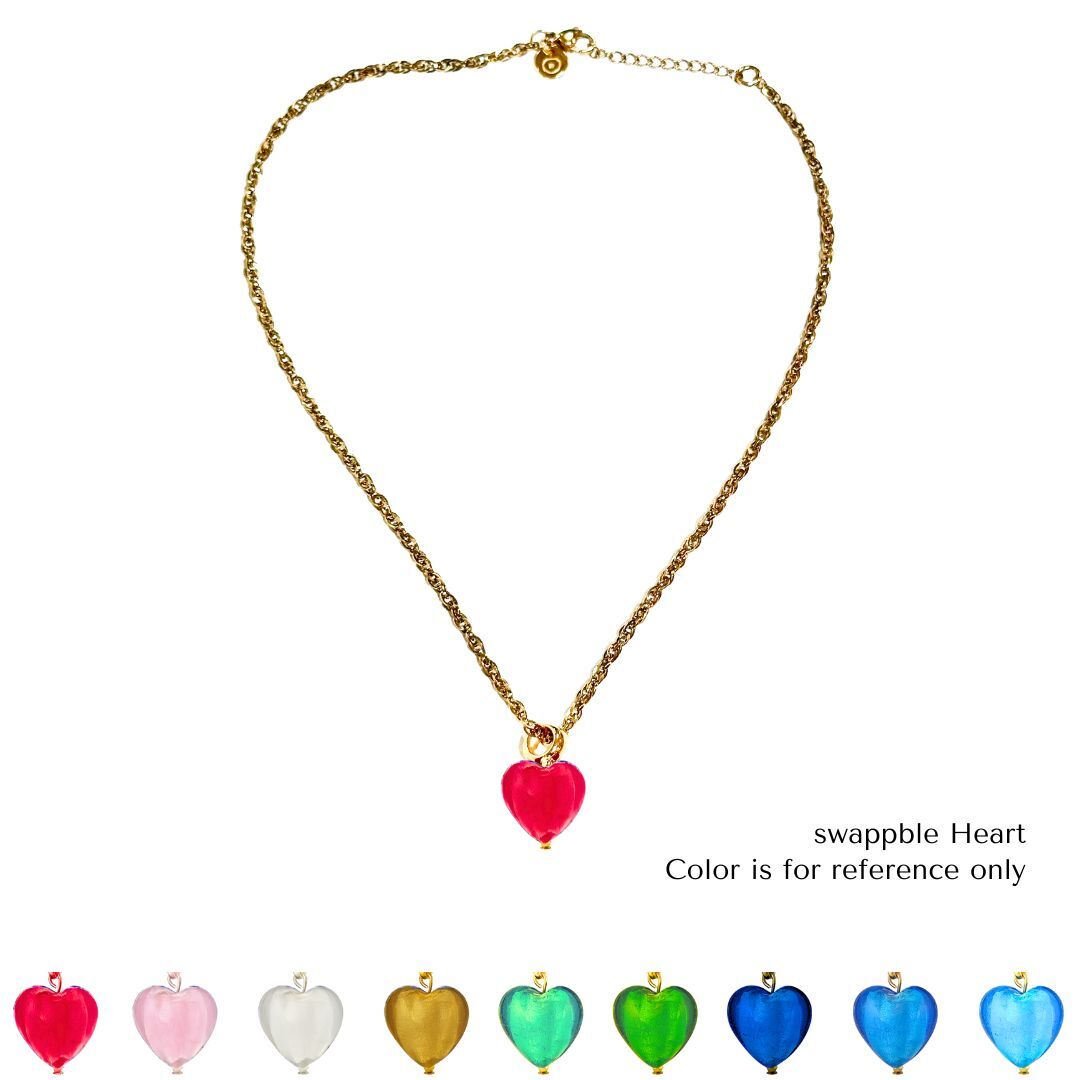 1MY1122-077 MAYOL 希臘全人手製飾品 玻璃心形吊飾單層素鍊 - 心形可換 (A-K11-E)