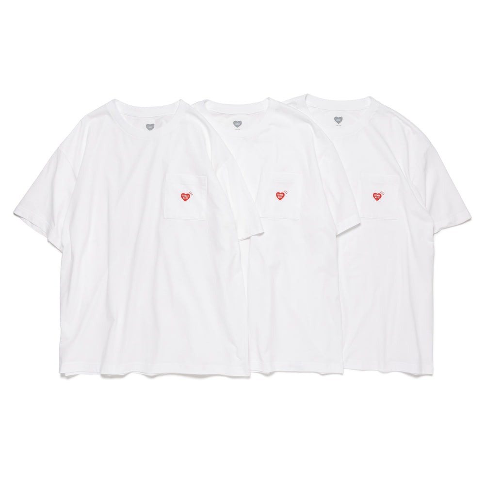 預購┃HUMAN MADE 3-PACK POCKET T-SHIRT SET 愛心 口袋 素T 三件組